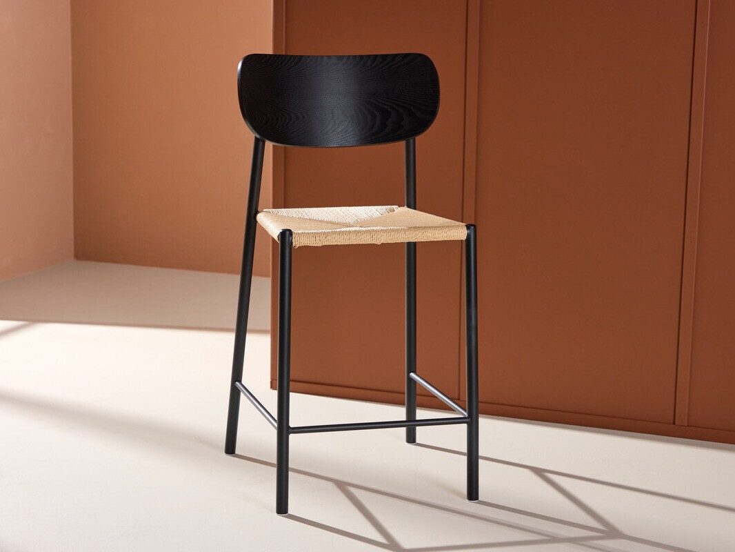 Chaise de bar mi-hauteur Dallas 4705 (Noir + Brun clair)