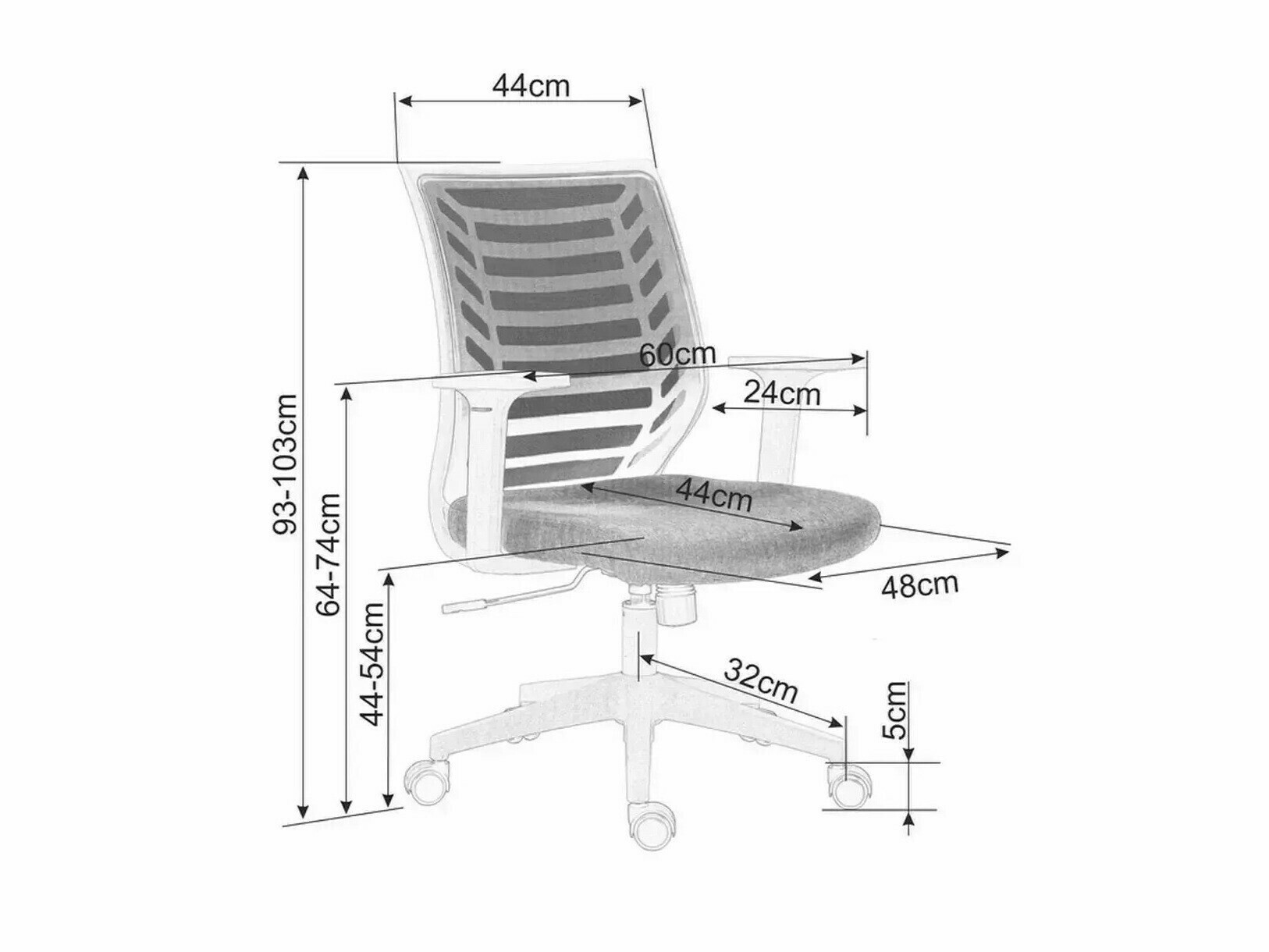 Chaise de bureau Detroit 694 (Gris + Noir)