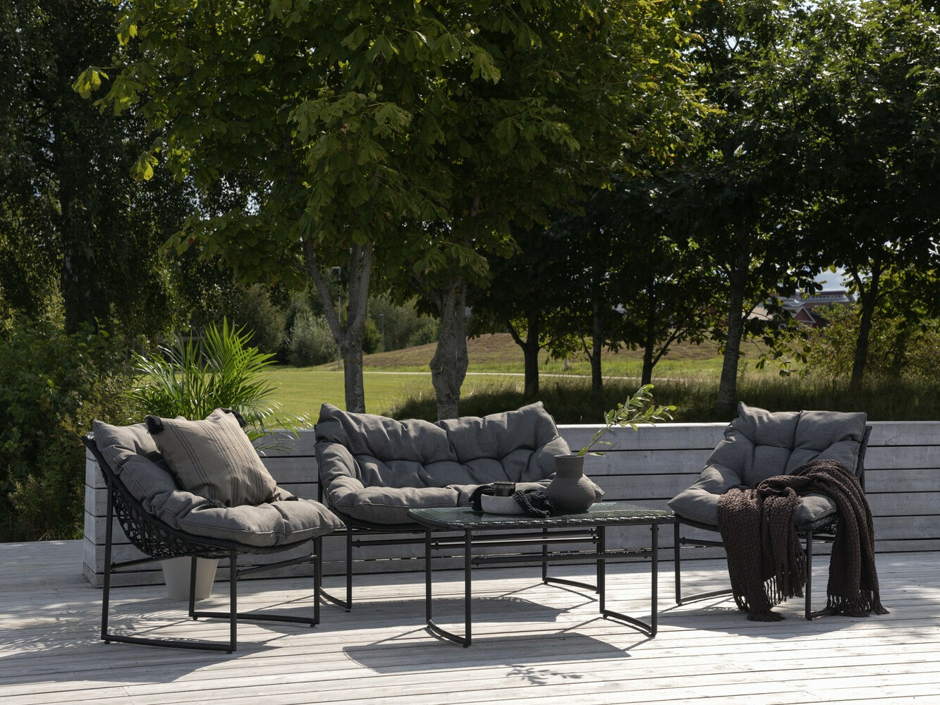 Ensemble de mobilier de jardin Dallas 4732 (Noir + Gris)