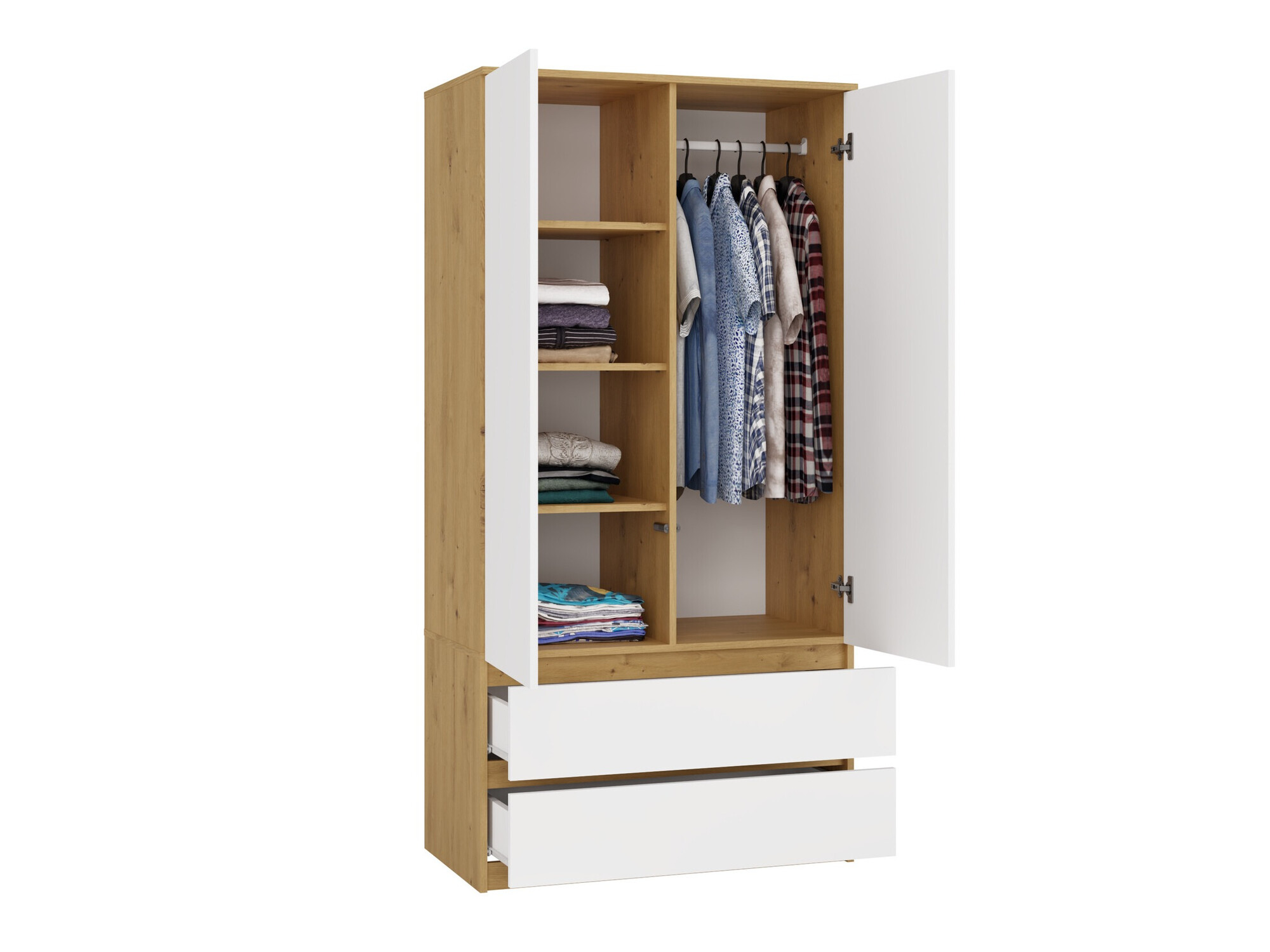 Armoire Elbvelu 116 (Chêne Artisan + Blanc)