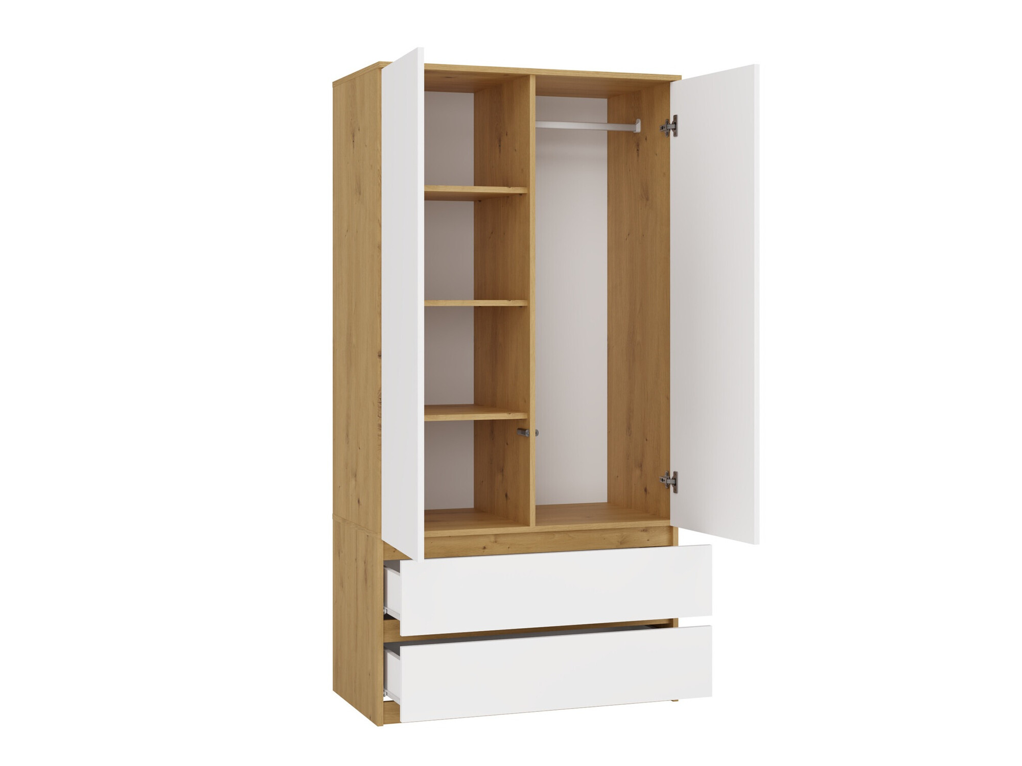 Armoire Elbvelu 116 (Chêne Artisan + Blanc)