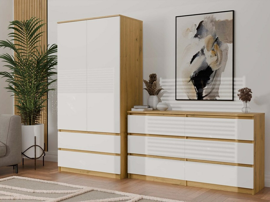 Commode Elbvelu 102 (Chêne Artisan + Blanc)