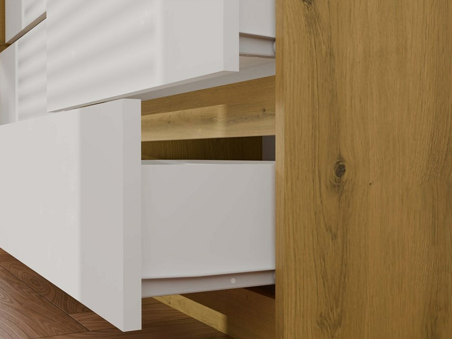 Commode Elbvelu 103 (Chêne Artisan + Blanc)