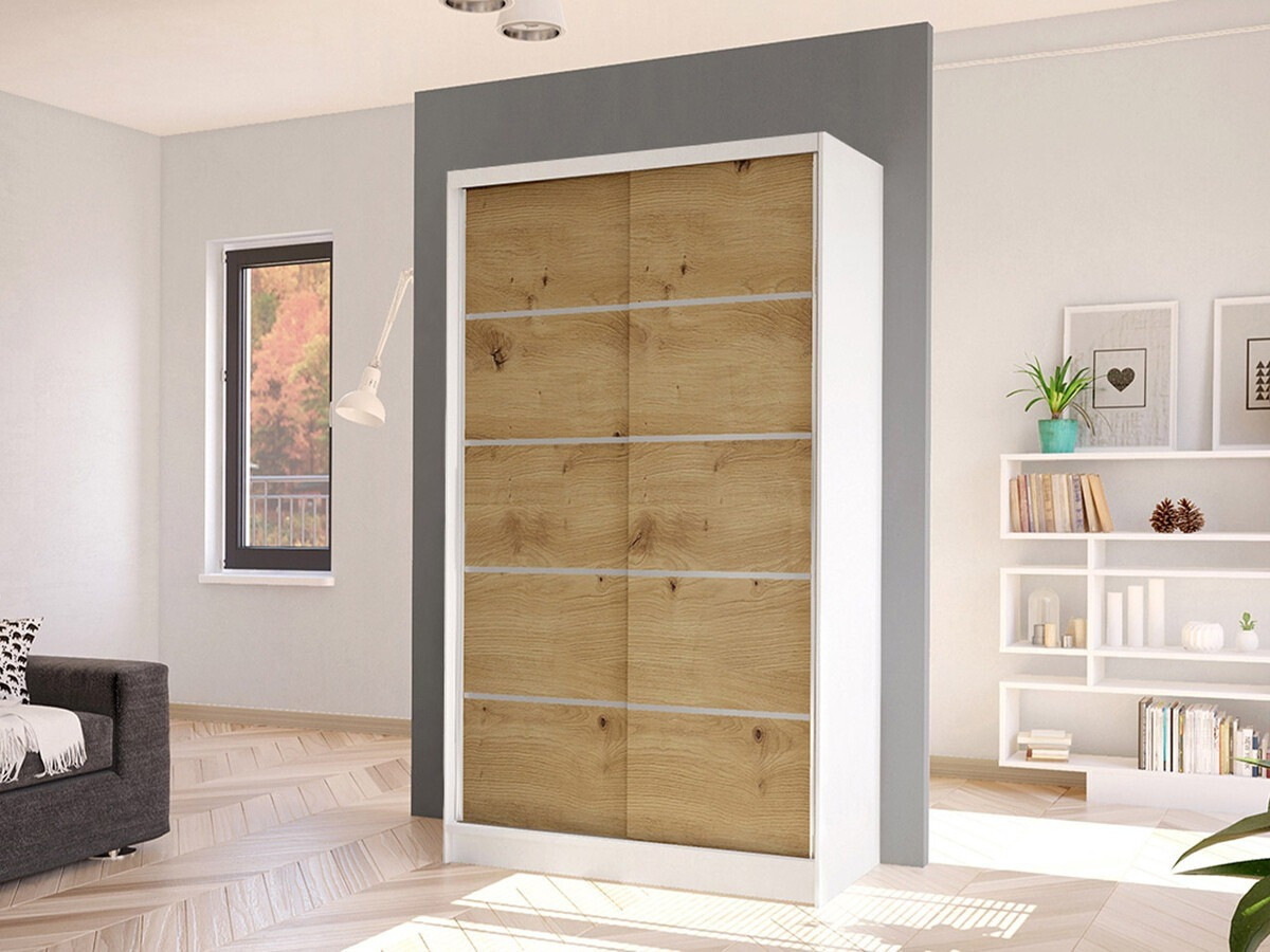 Armoire Closico Fractor IV (Blanc + Chêne Artisan)