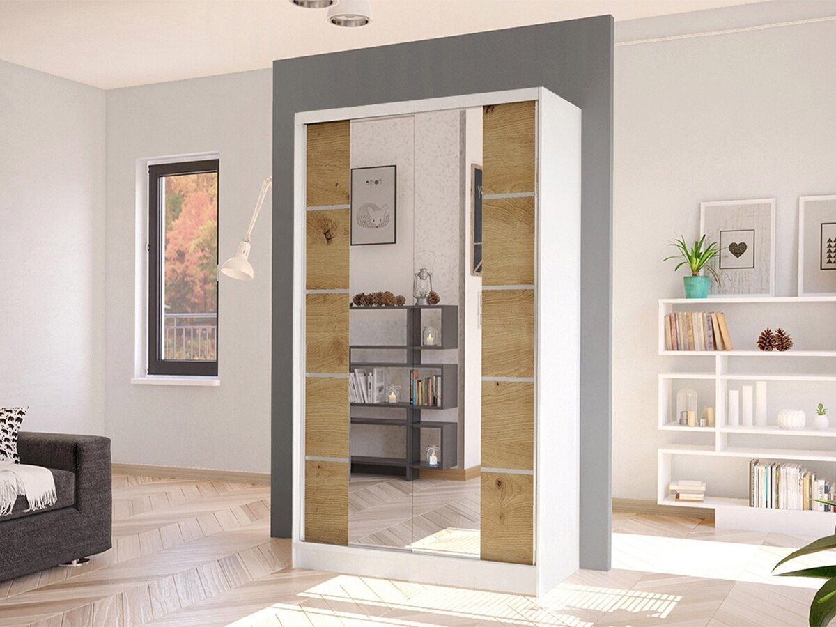 Armoire Closico Fractor V (Blanc + Chêne Artisan)