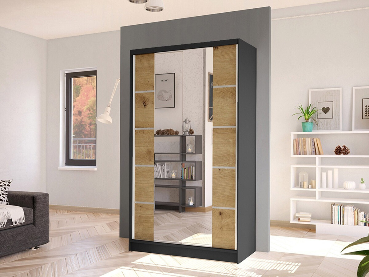 Armoire Closico Fractor V (Noir + Chêne Artisan)
