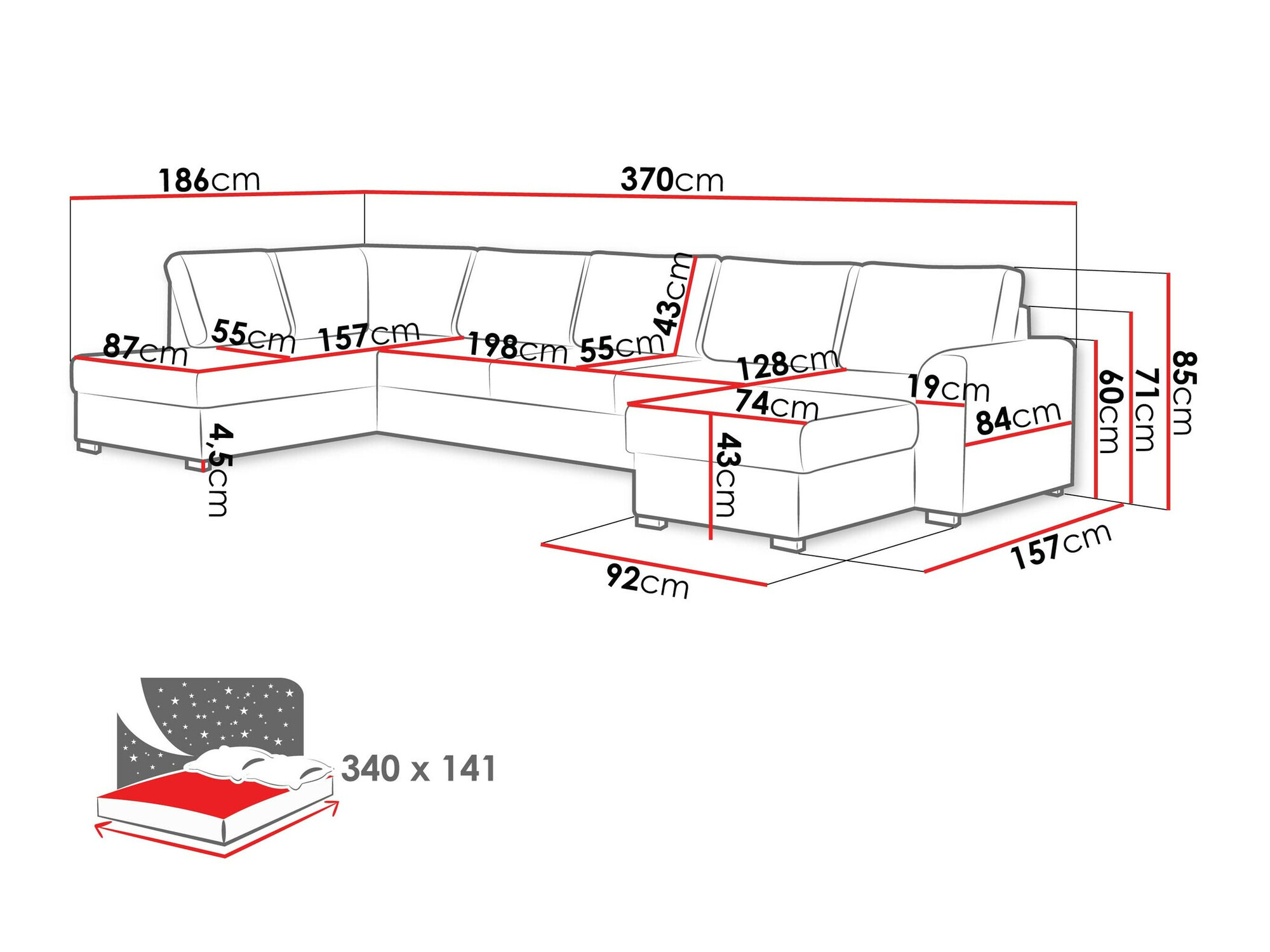 Canapé d'angle Comfivo Flumen I (Coral 45)