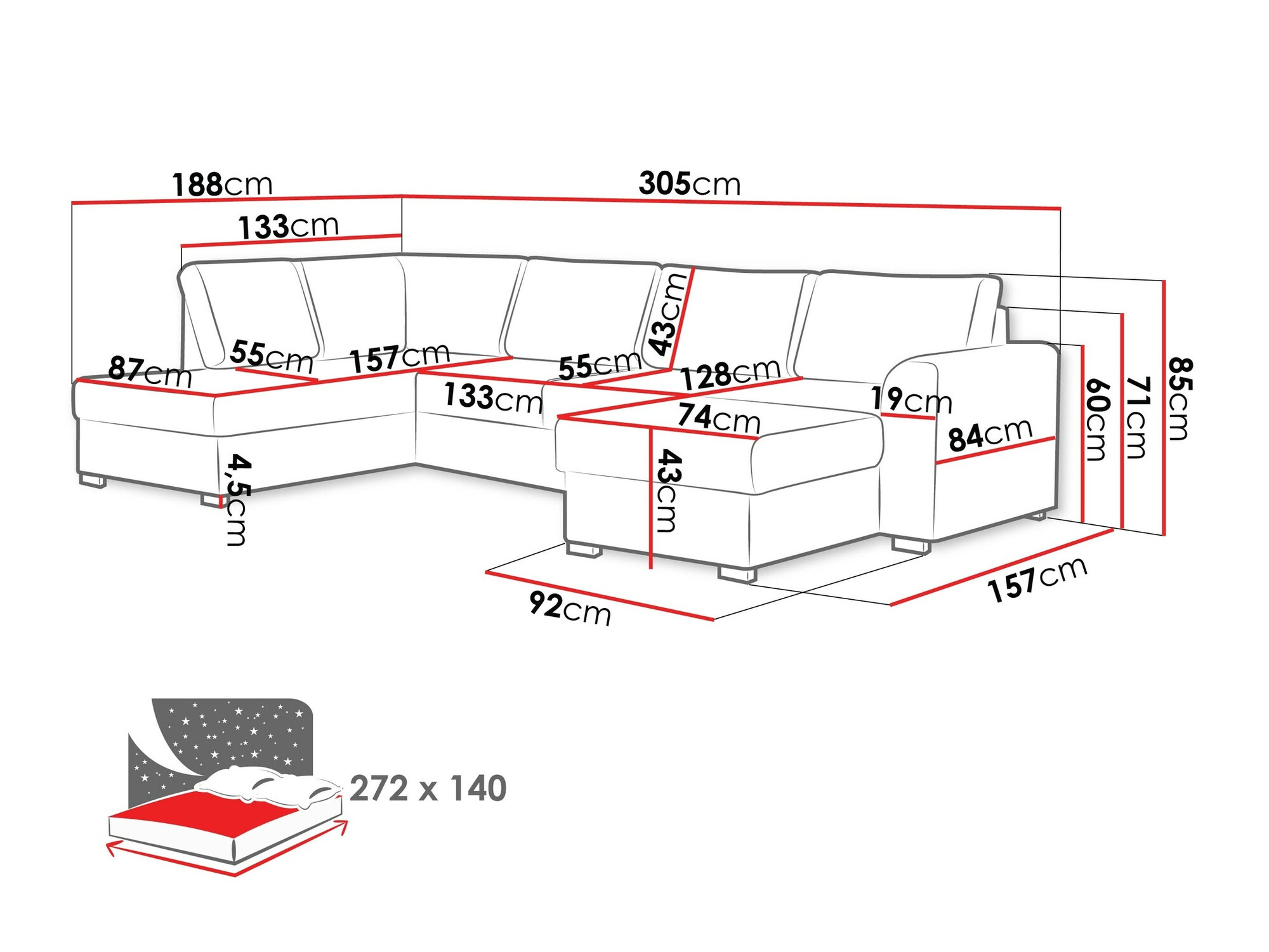 Canapé d'angle Comfivo Flumen (Twist 23)