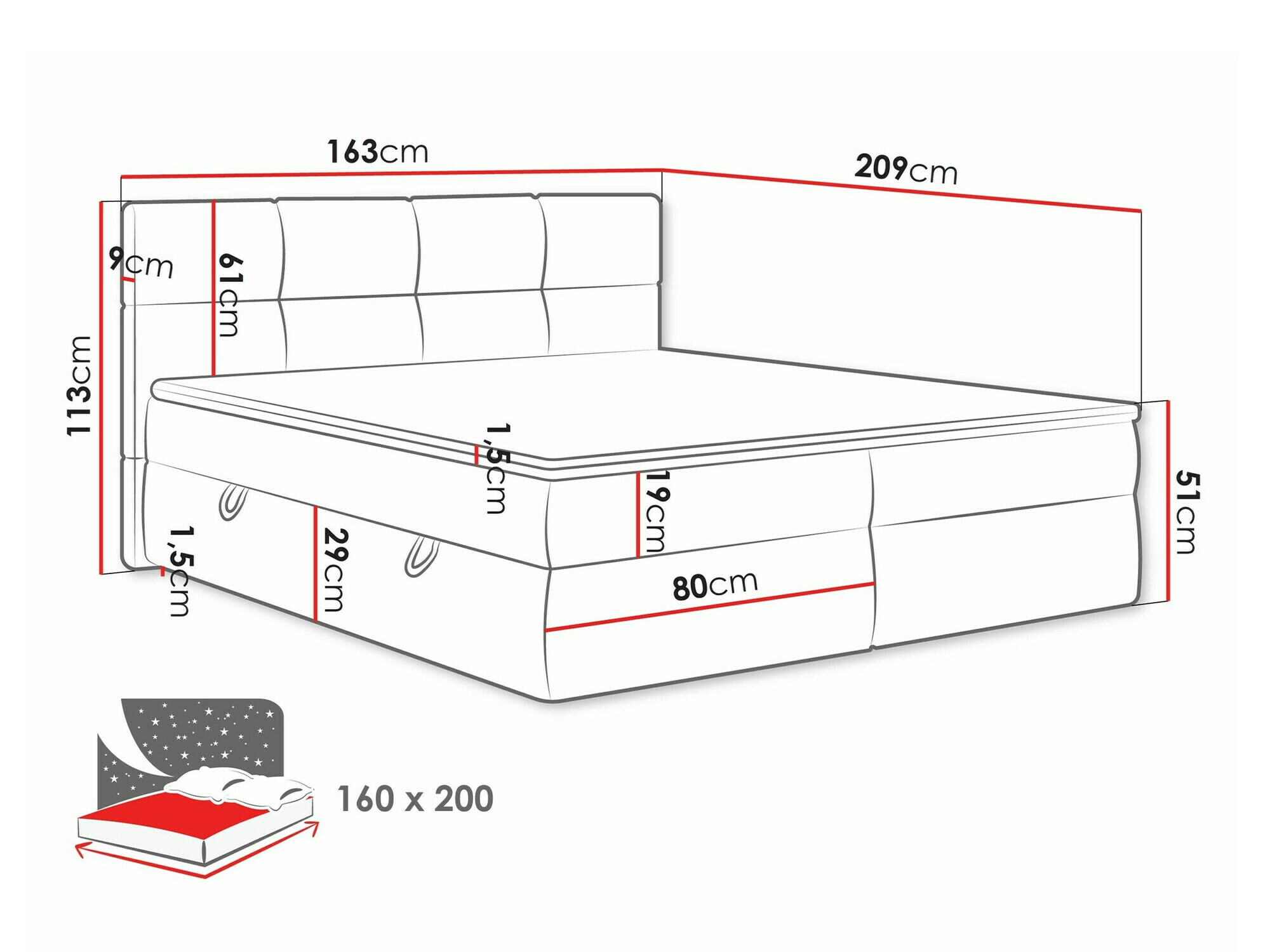 Lit boxspring ComfiDream Nivina (Curio 80)