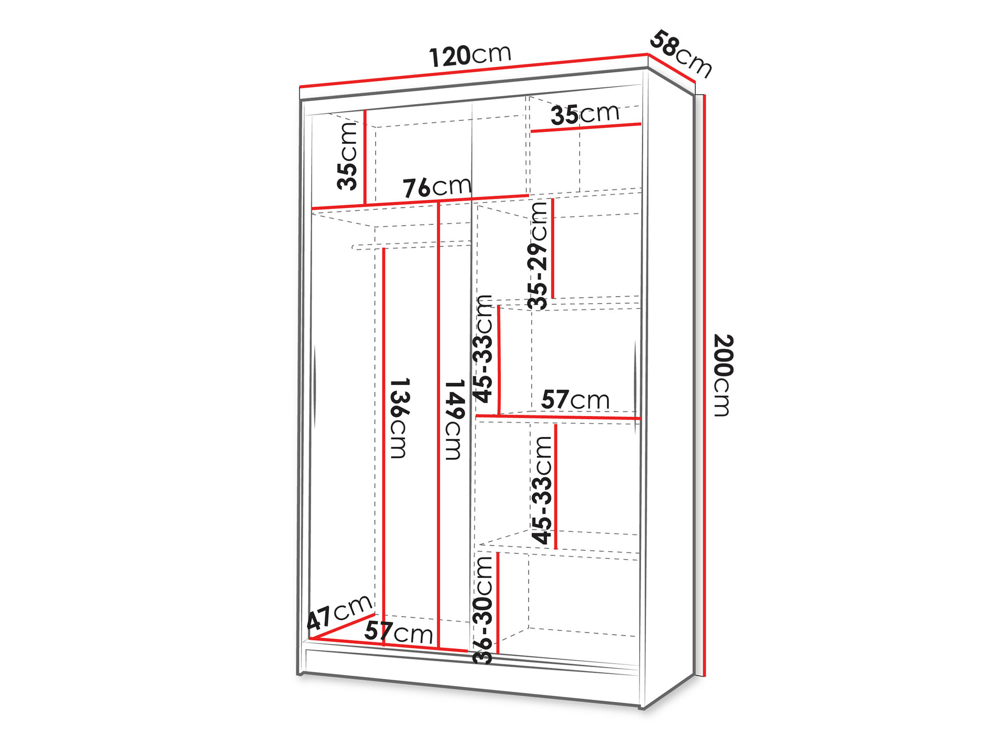 Armoire Closico 151 (Noir + Blanc)
