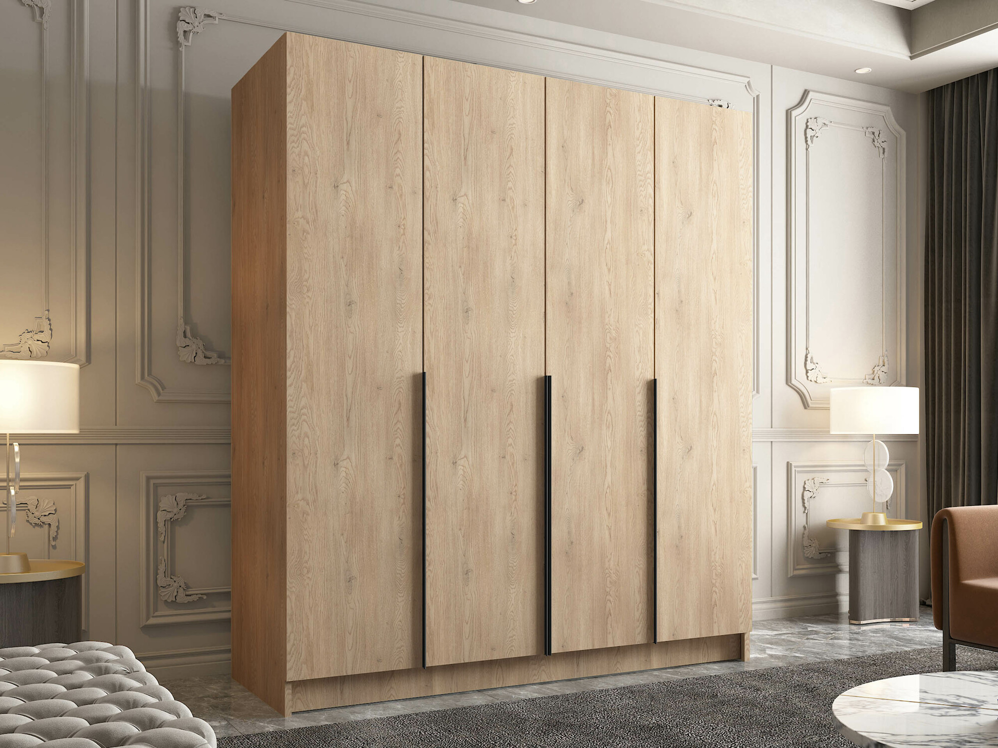Armoire Closico Navor I (Clair bois + Noir)