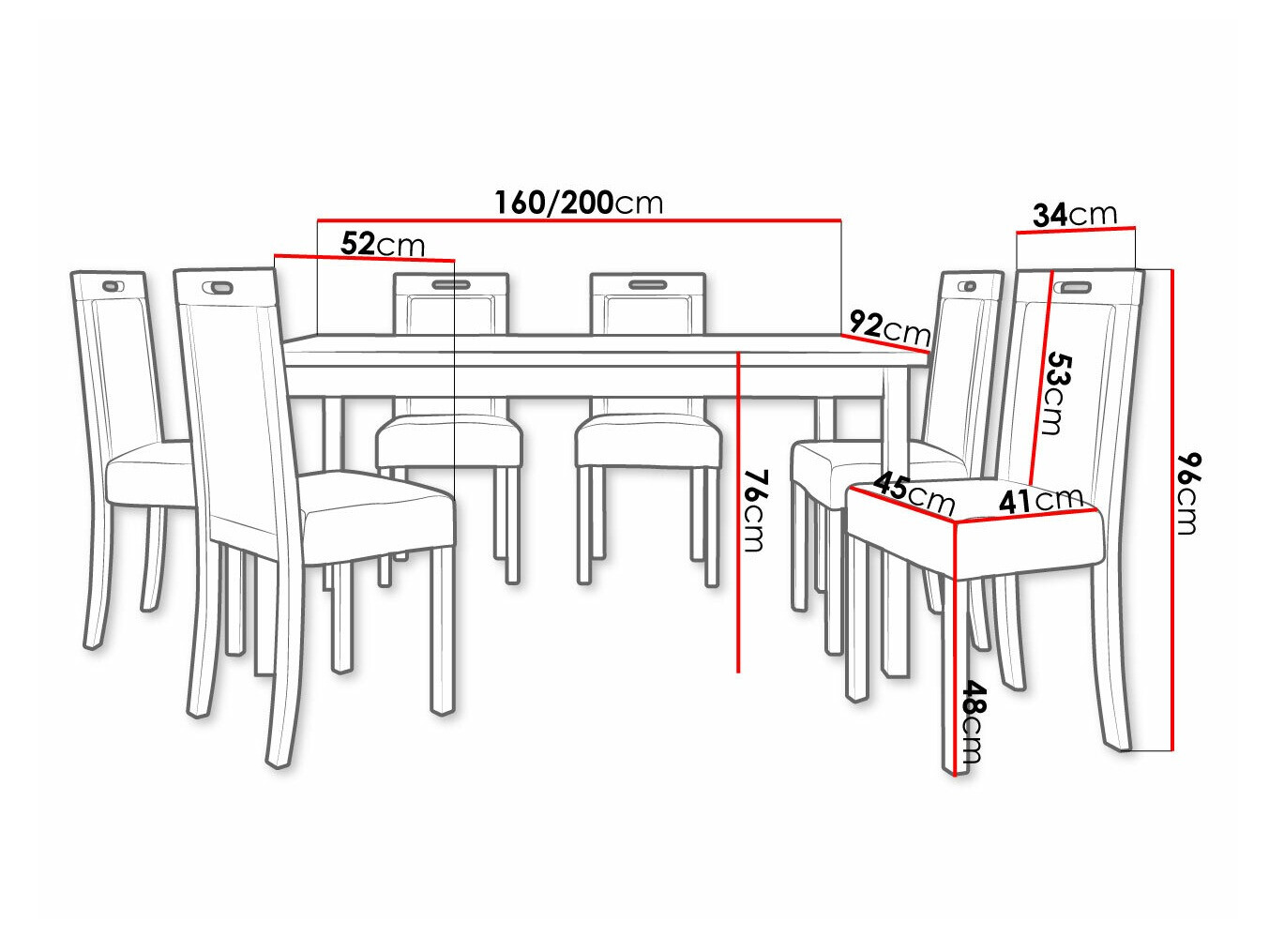 Salle à manger complète Victorville 262 (Kronos 7)