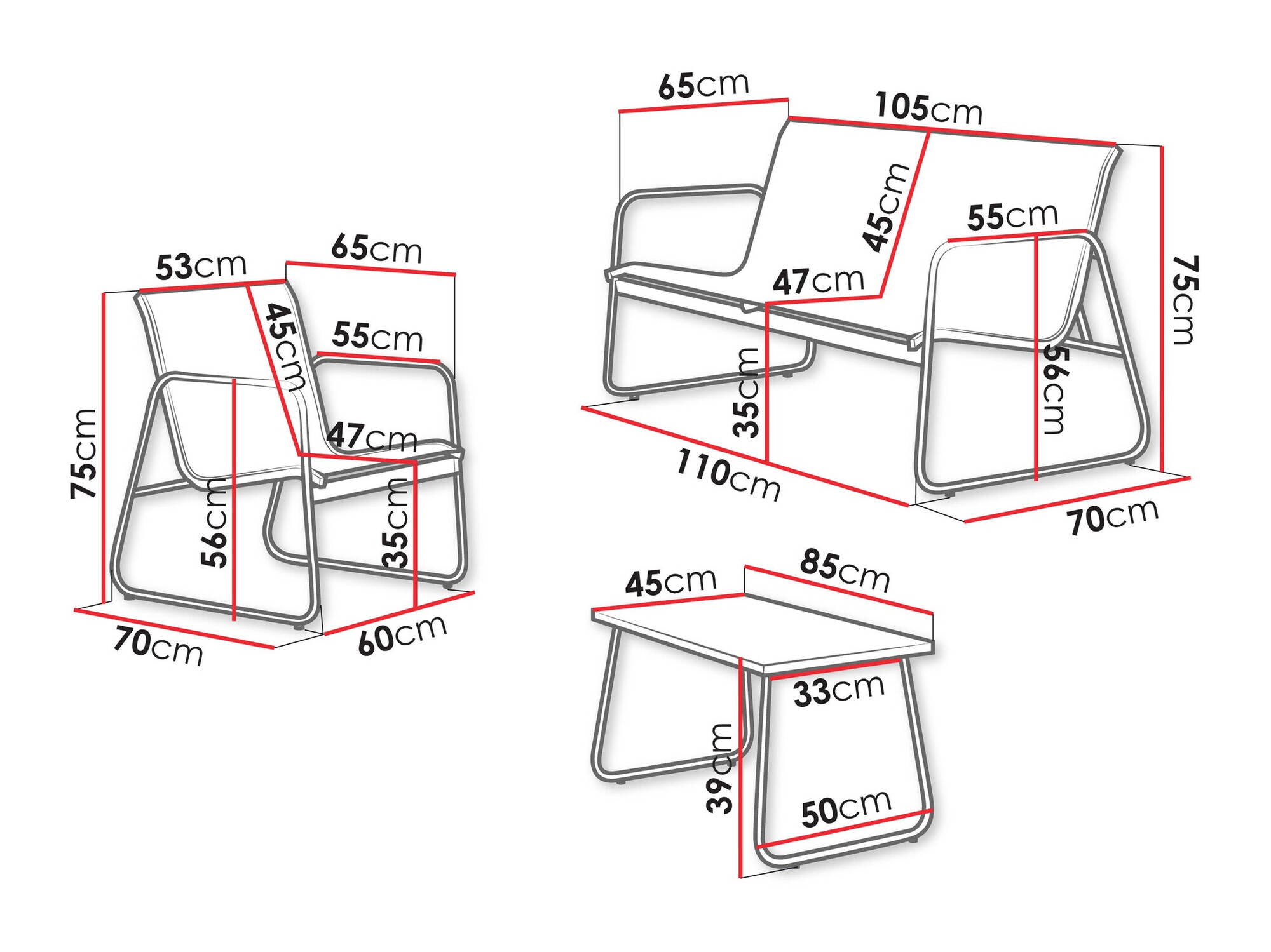 Ensemble de mobilier de jardin Epulitas (Anthracite)