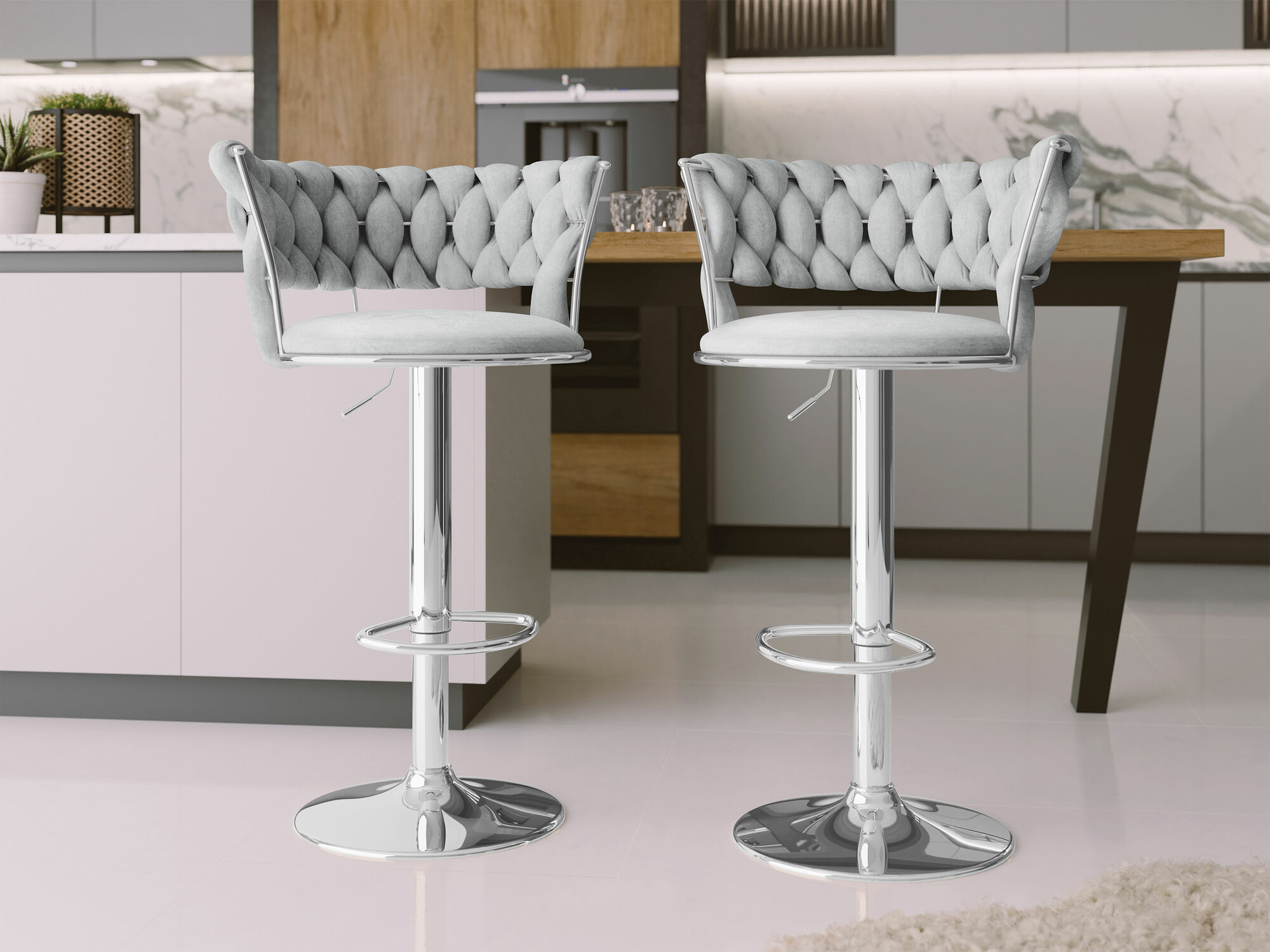 Chaise de bar Comfivo Hilaritas III (Argent + Gris)