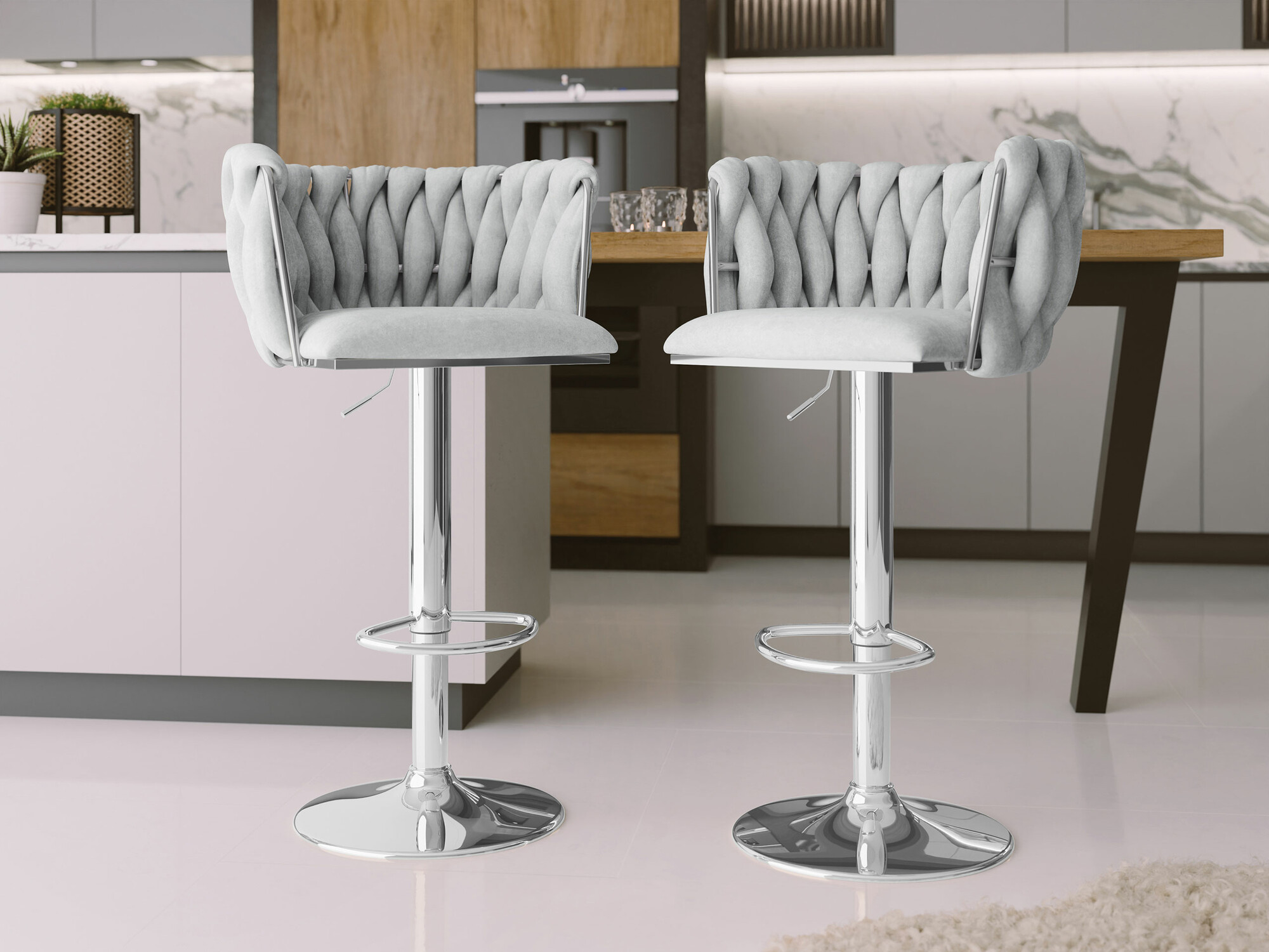 Chaise de bar Comfivo Hilaritas IV (Argent + Gris)