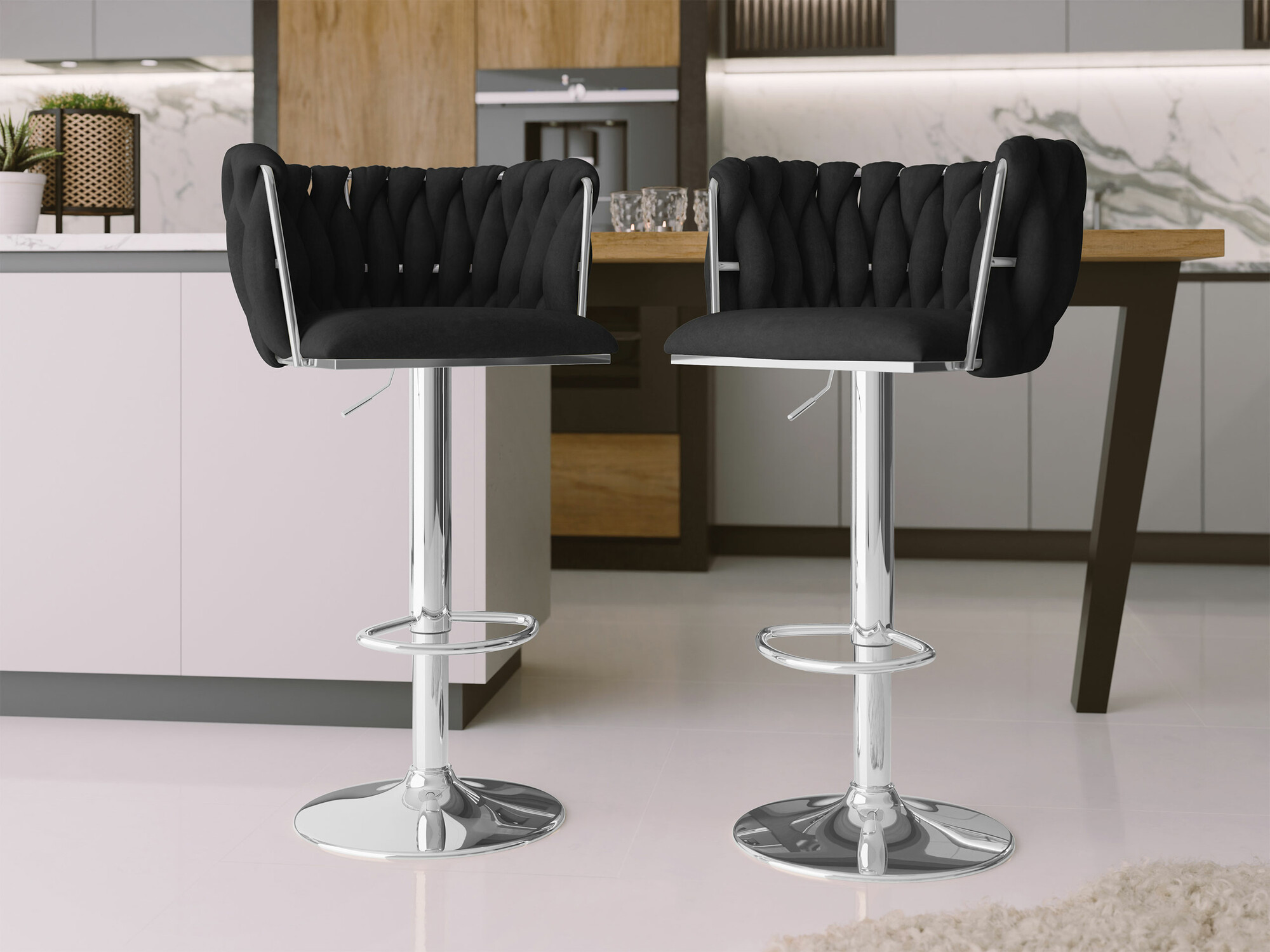 Chaise de bar Comfivo Hilaritas IV (Argent + Noir)