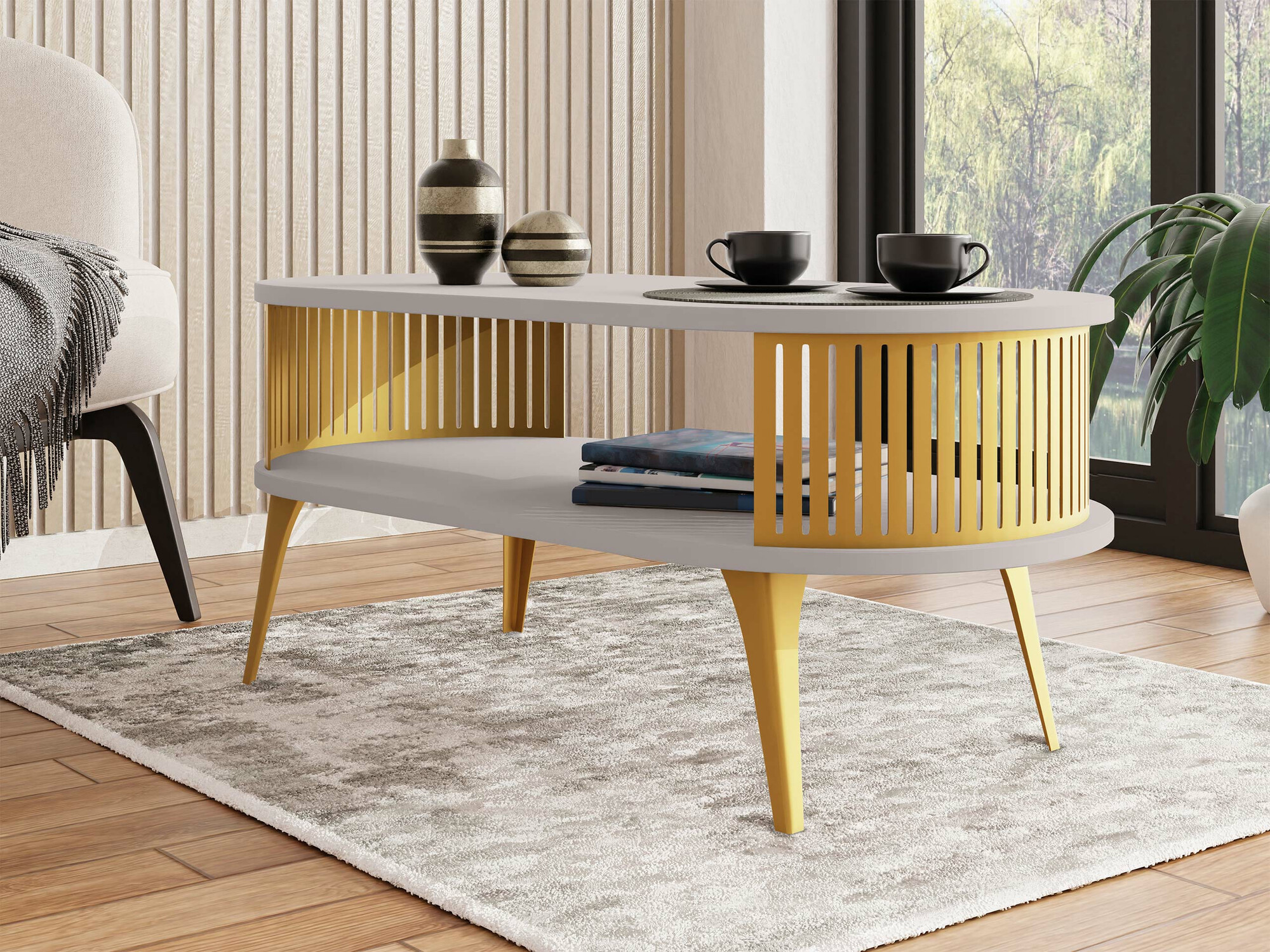 Table basse Vitum IV (Doré + Cachemire)