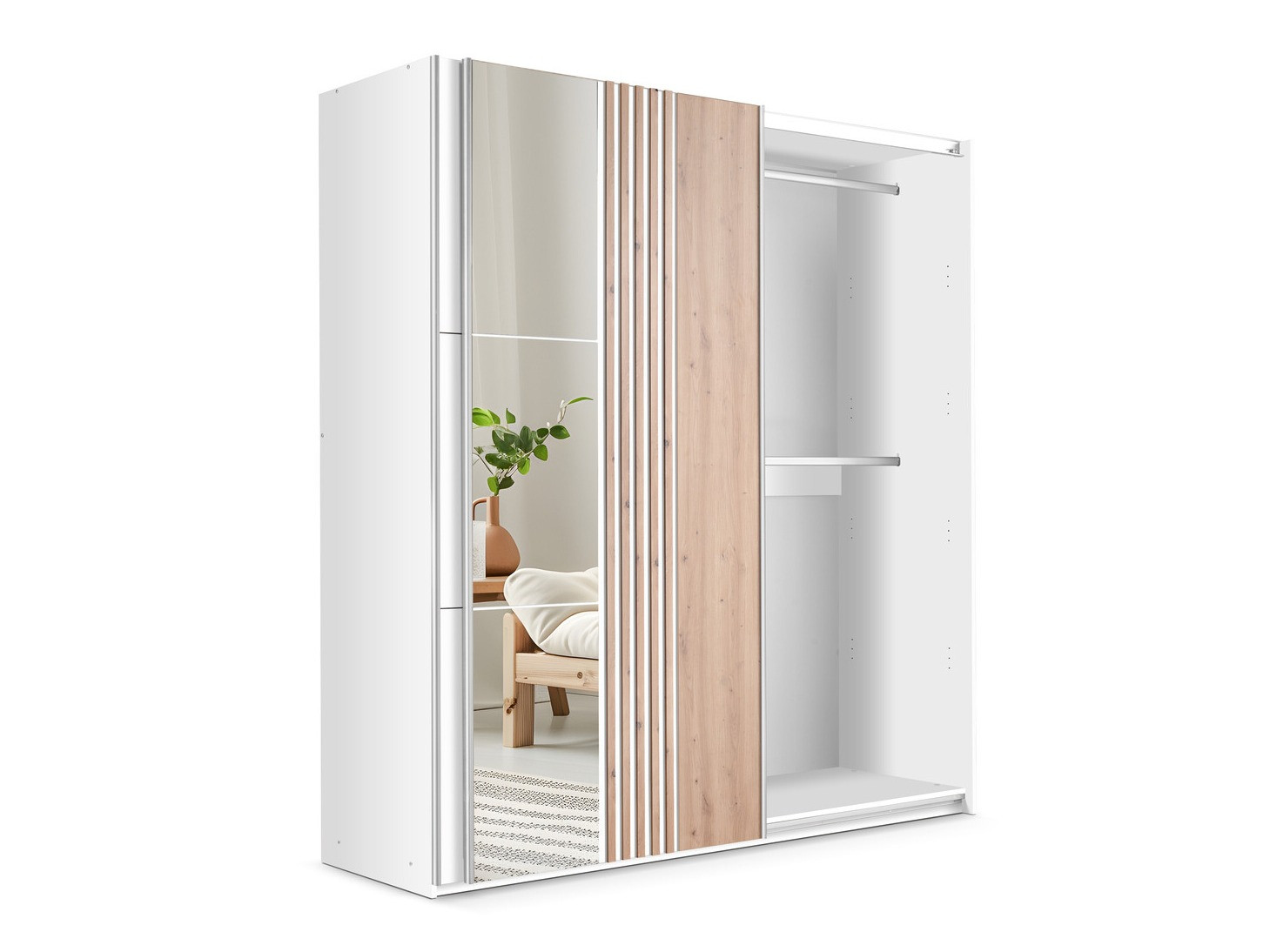 Armoire Honolulu 253 (Blanc + Chêne wotan)