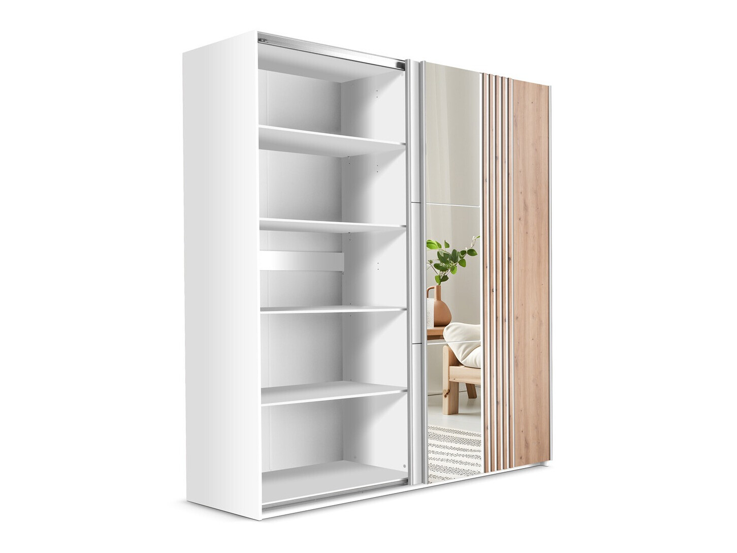 Armoire Honolulu 253 (Blanc + Chêne wotan)