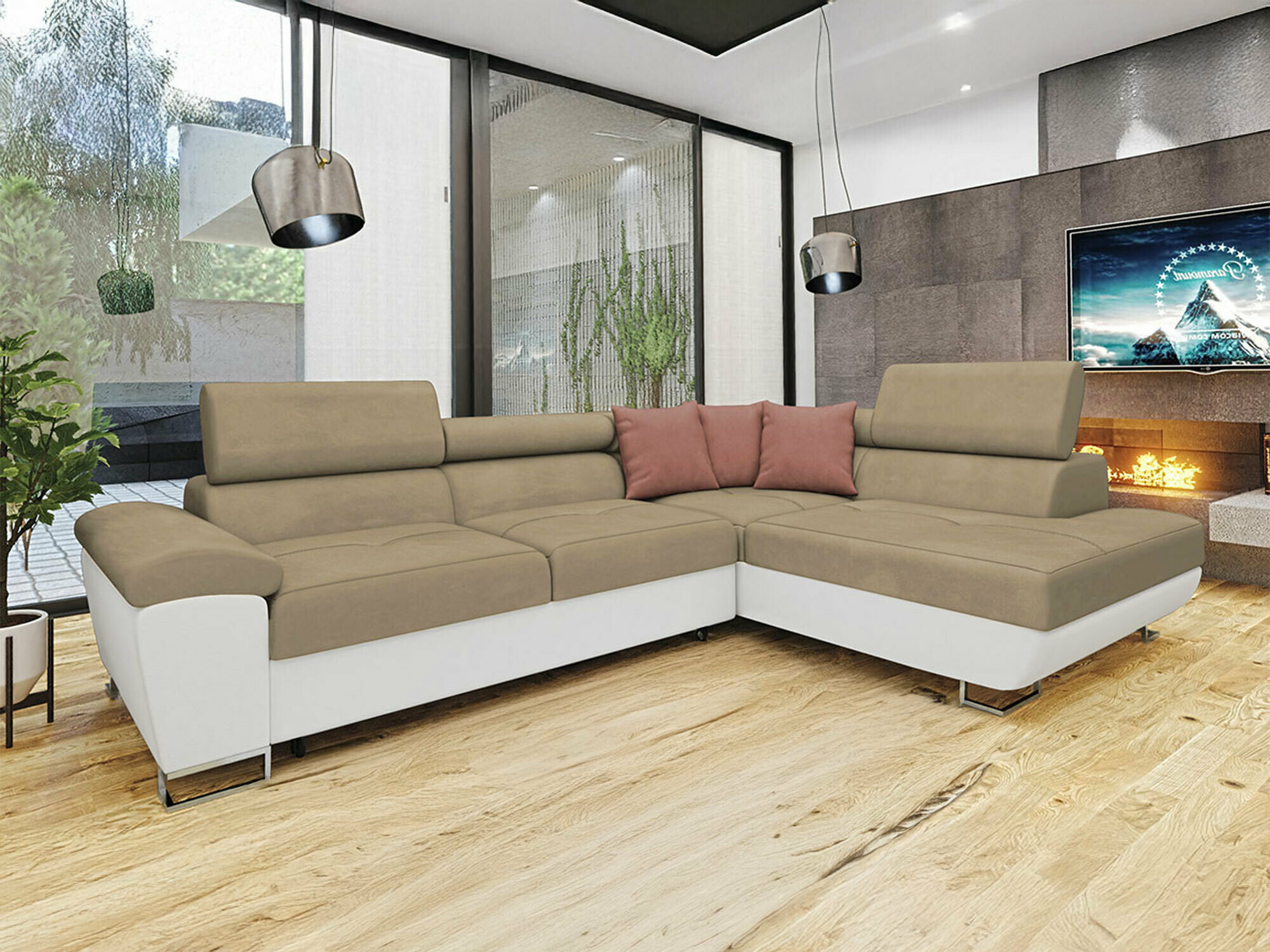 Canapé d'angle Comfivo Ruta II (Soft 017 + Uttario Velvet 2979 + Uttario Velvet 2955)