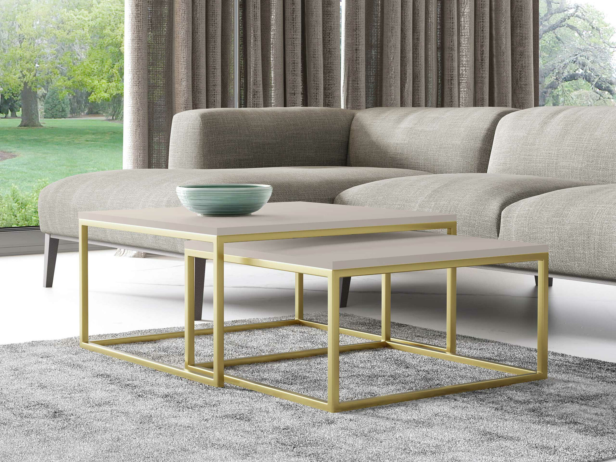 Ensemble tables basses Oswego 102 (Cachemire + Doré)