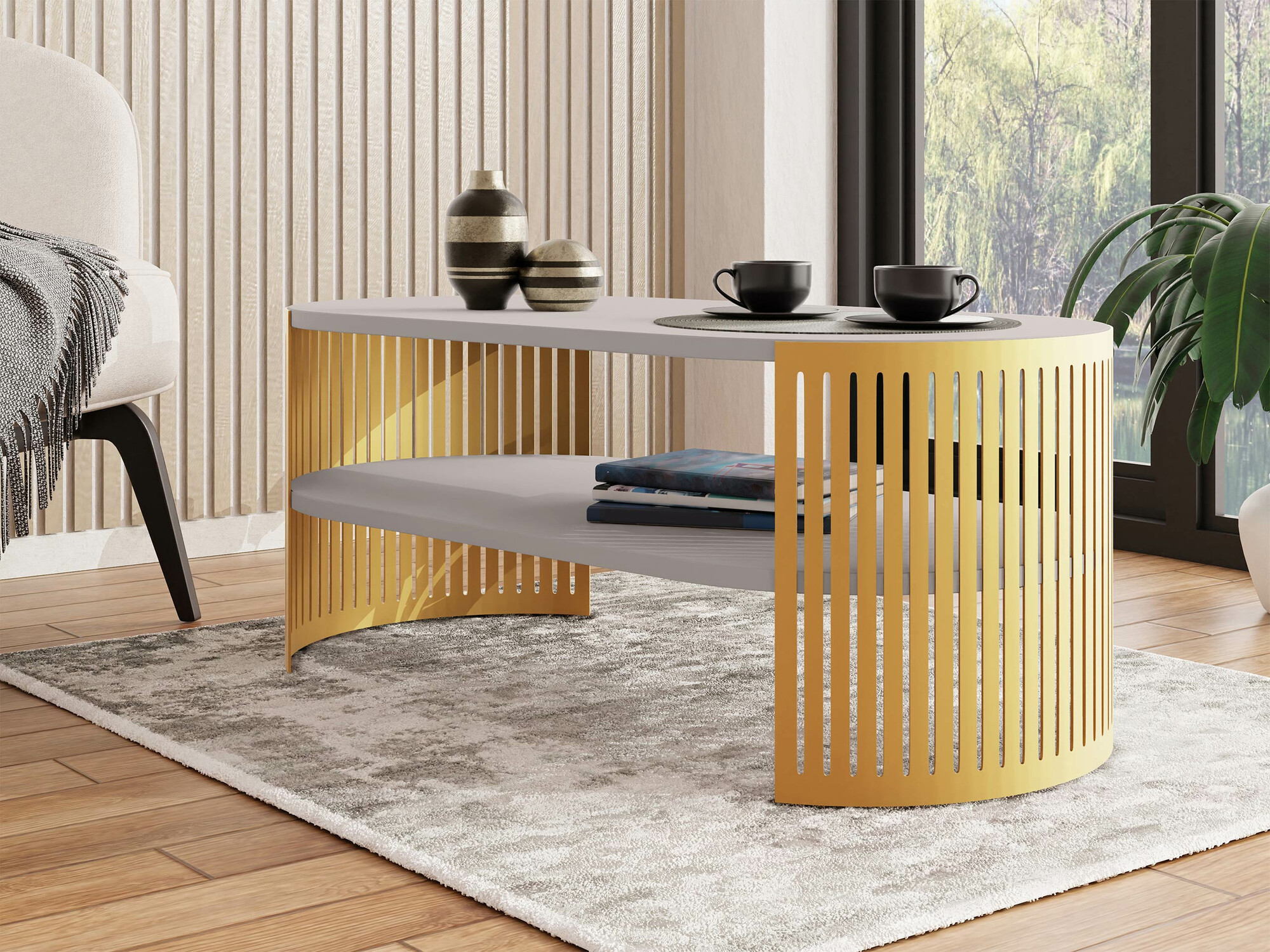 Table basse Civer IV (Doré + Cachemire)