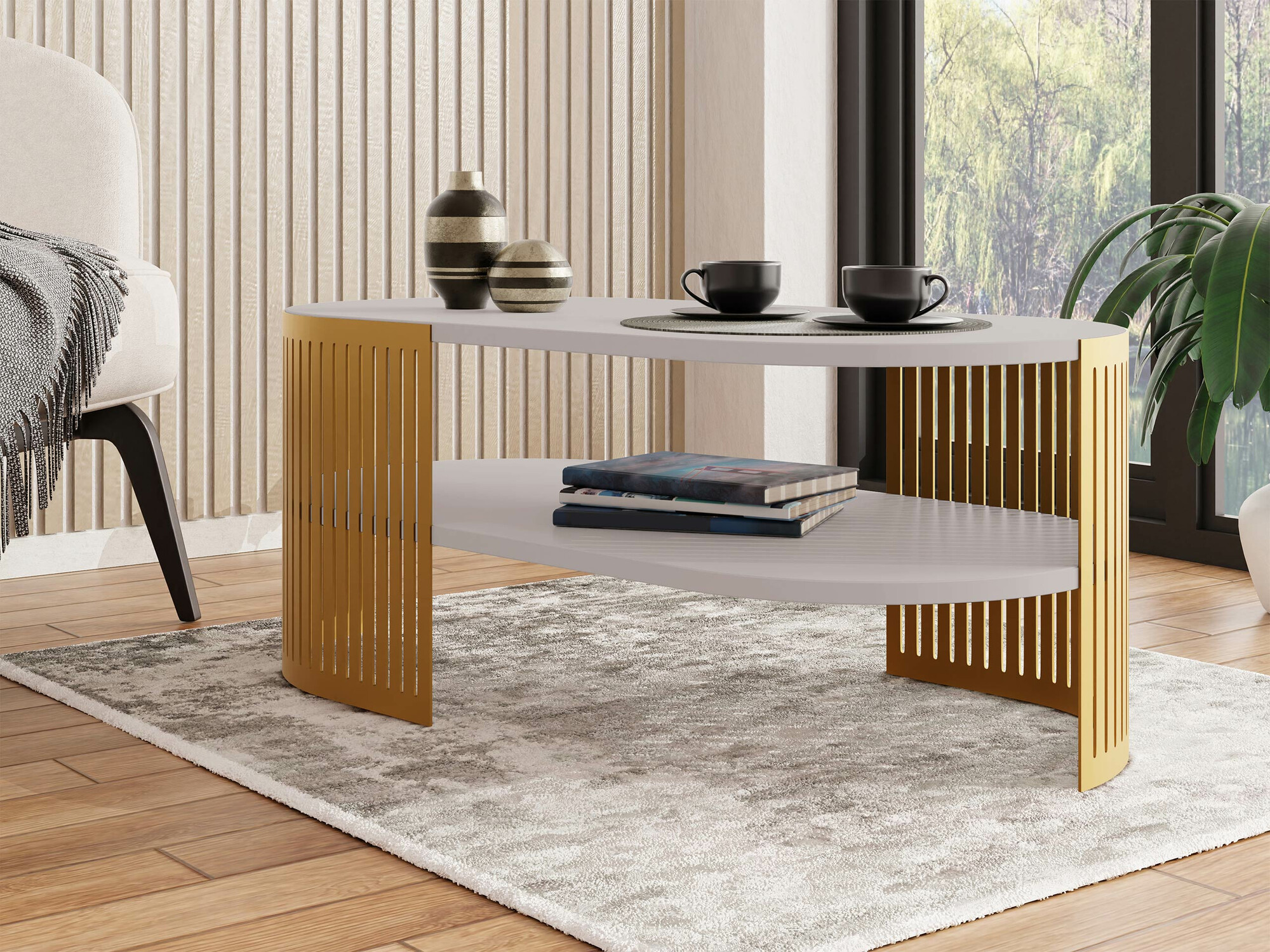 Table basse Sordore 119 (Doré + Cachemire)