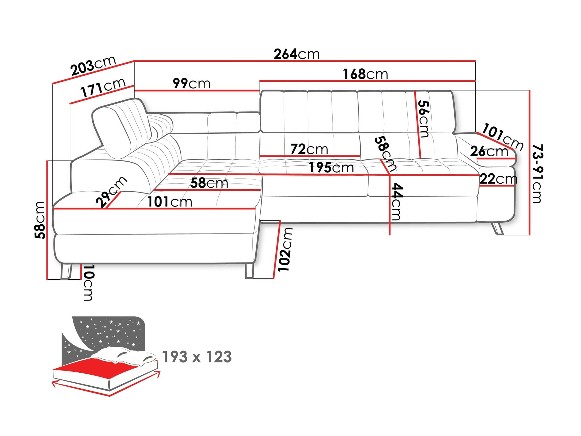 Canapé d'angle Comfivo Agnus (Velo 633)