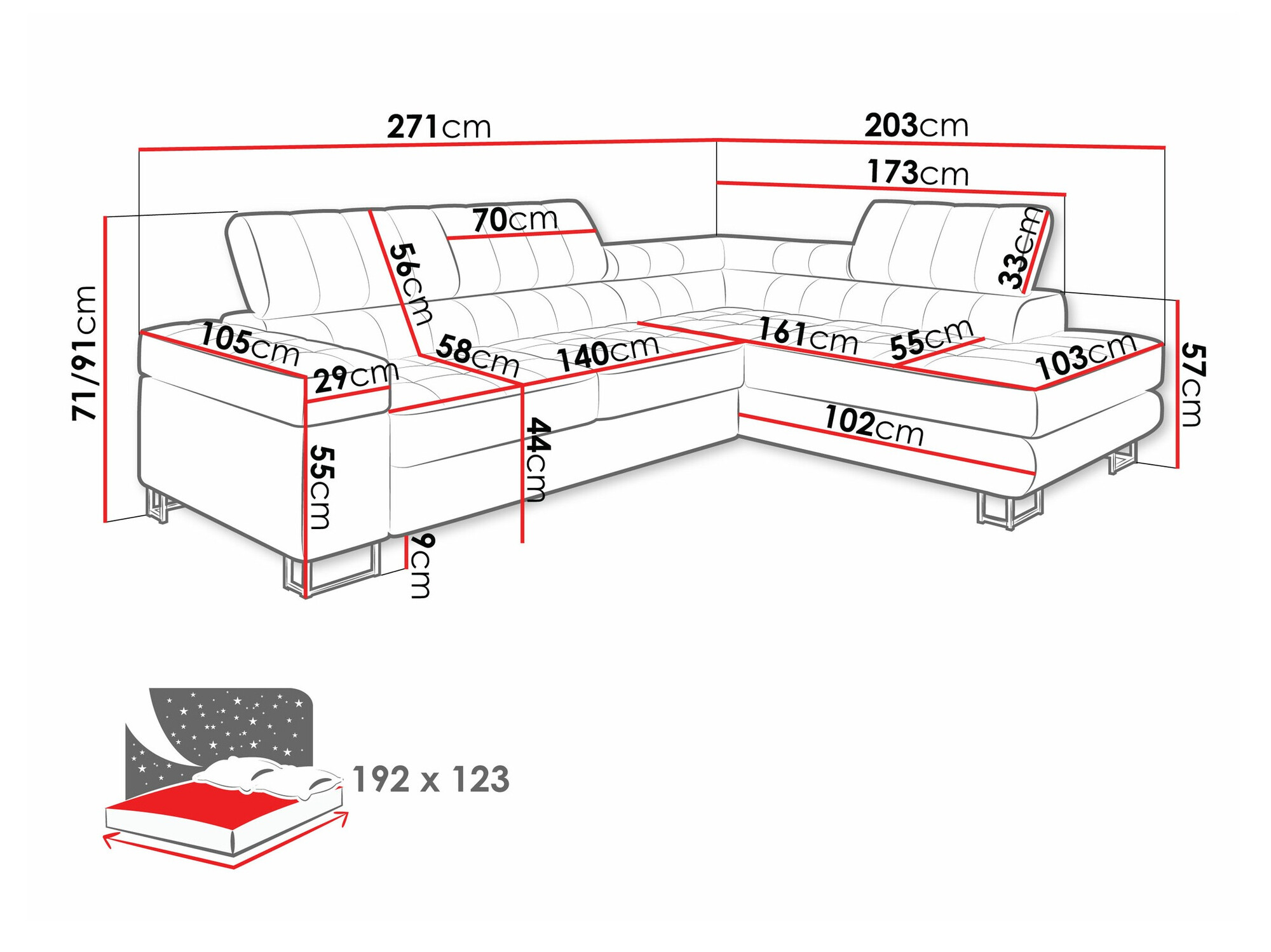 Canapé d'angle Comfivo 232 (Clara 215.02)