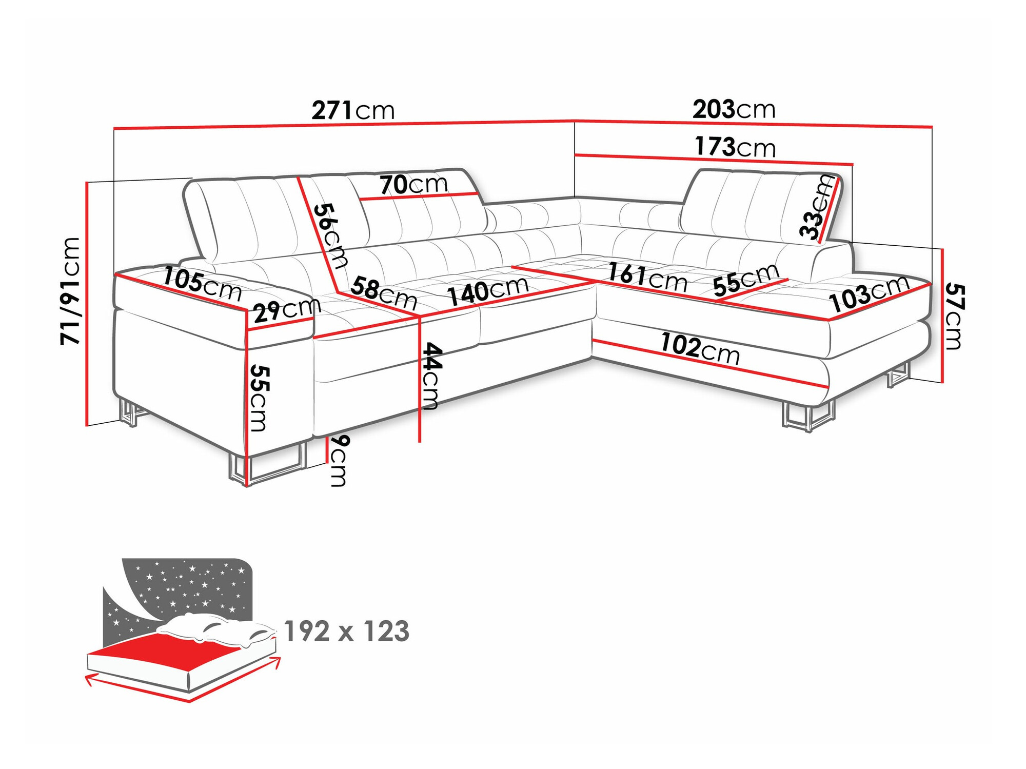 Canapé d'angle Comfivo 232 (Flow 06)