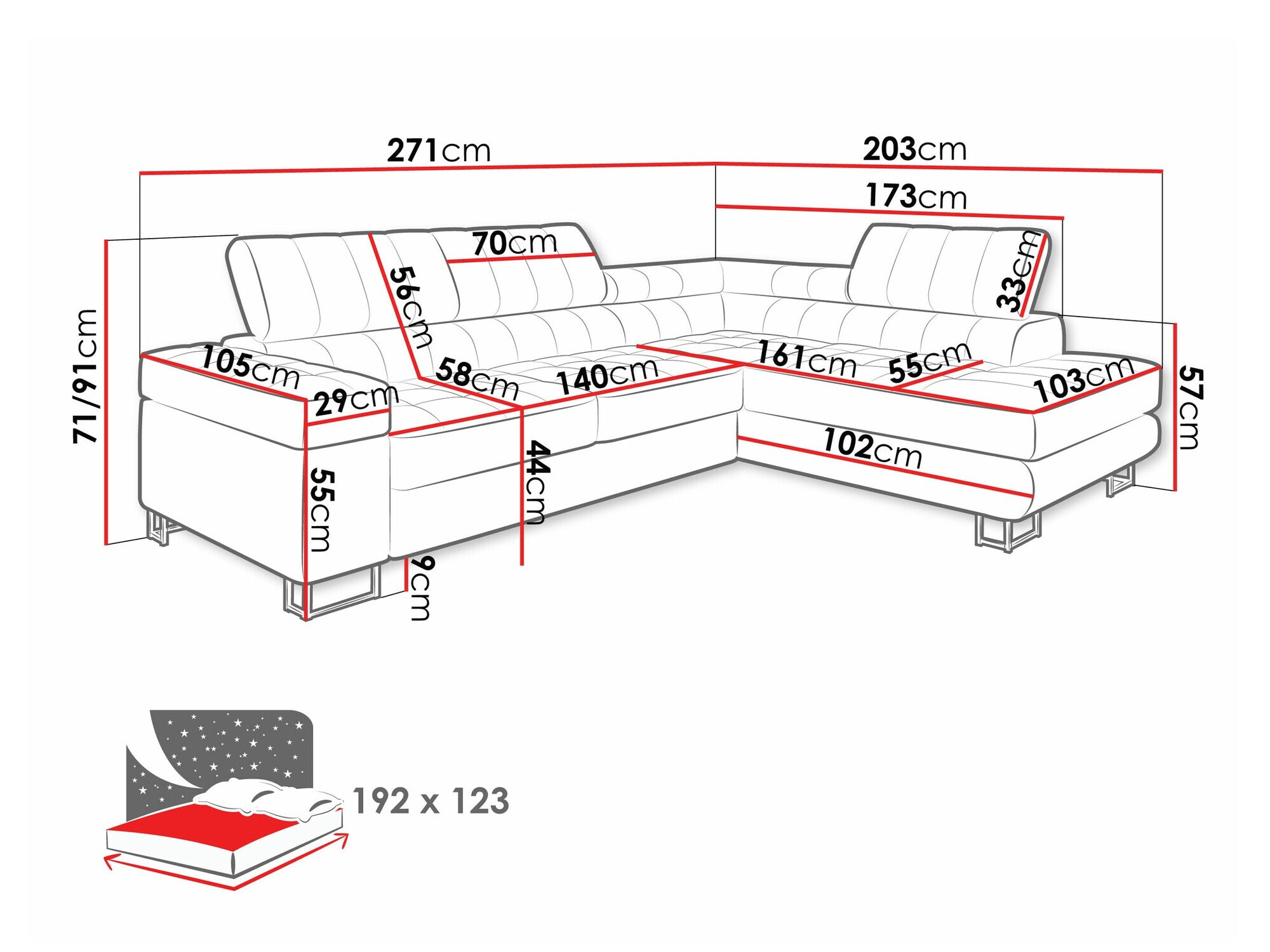 Canapé d'angle Comfivo 232 (Wave 05)