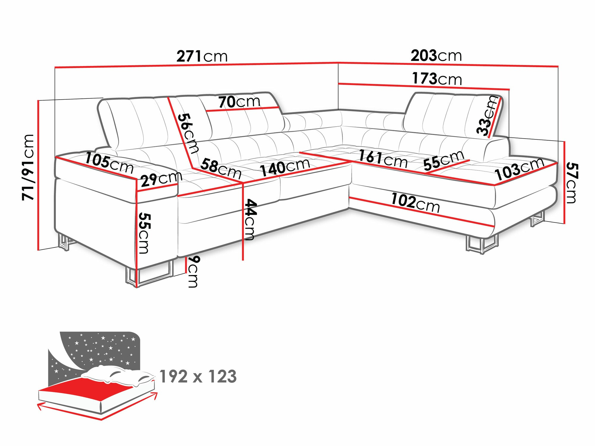 Canapé d'angle Comfivo 232 (Zetta 291)