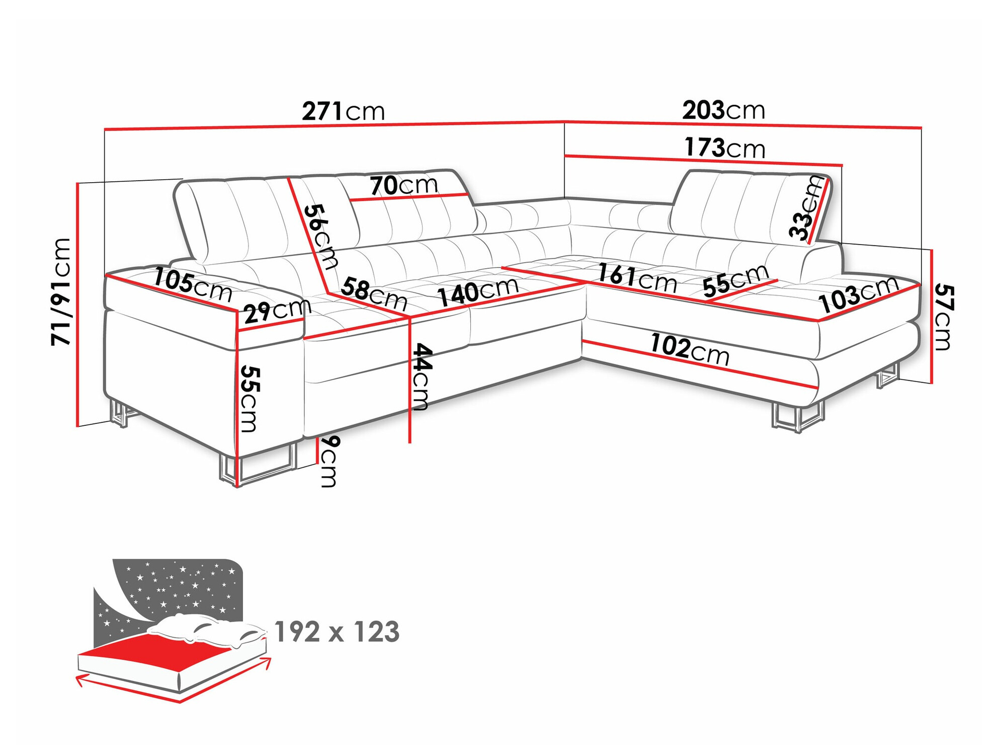 Canapé d'angle Comfivo Anima (Coral 45)