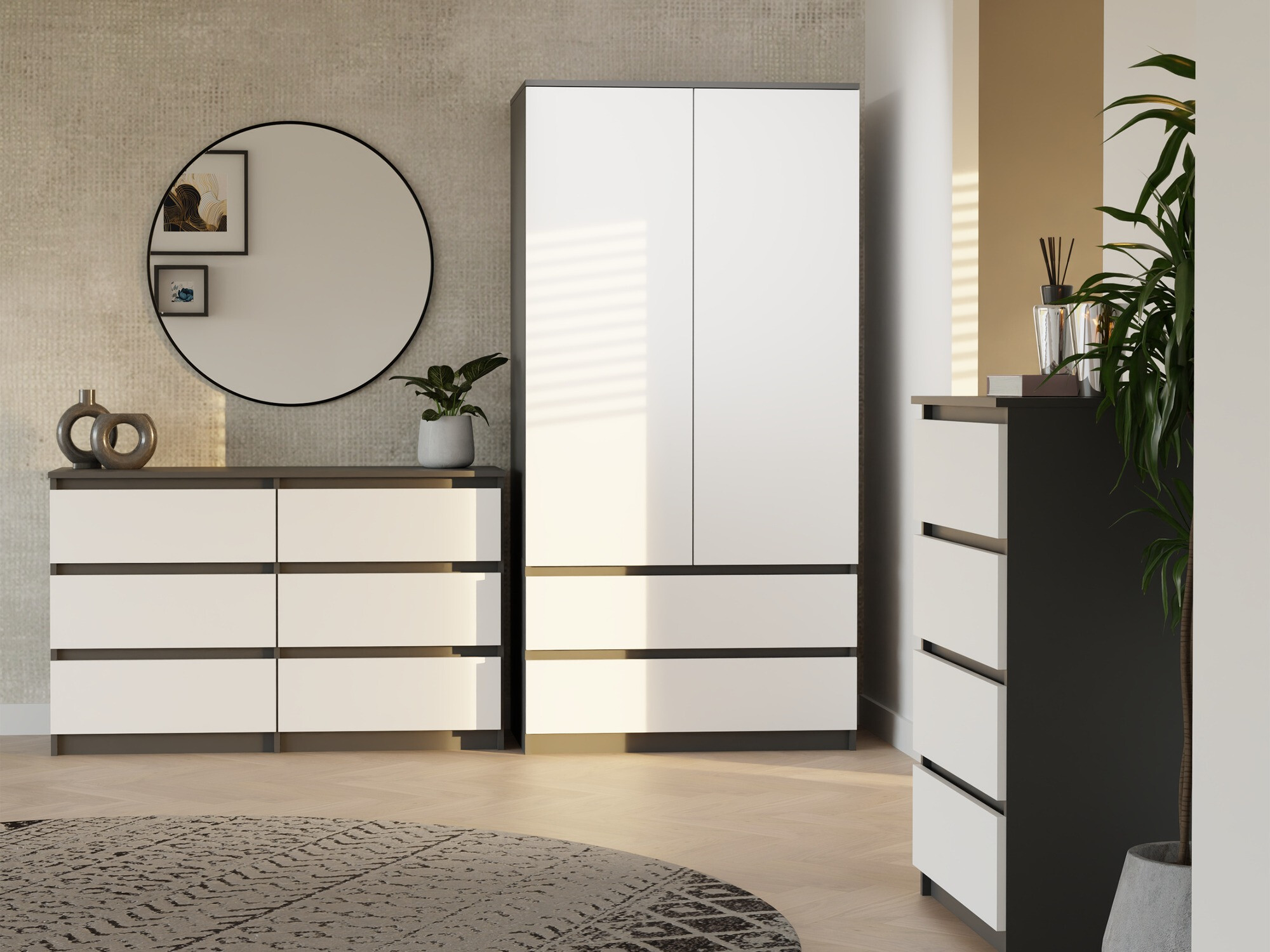 Commode Elbvelu 103 (Anthracite + Blanc)