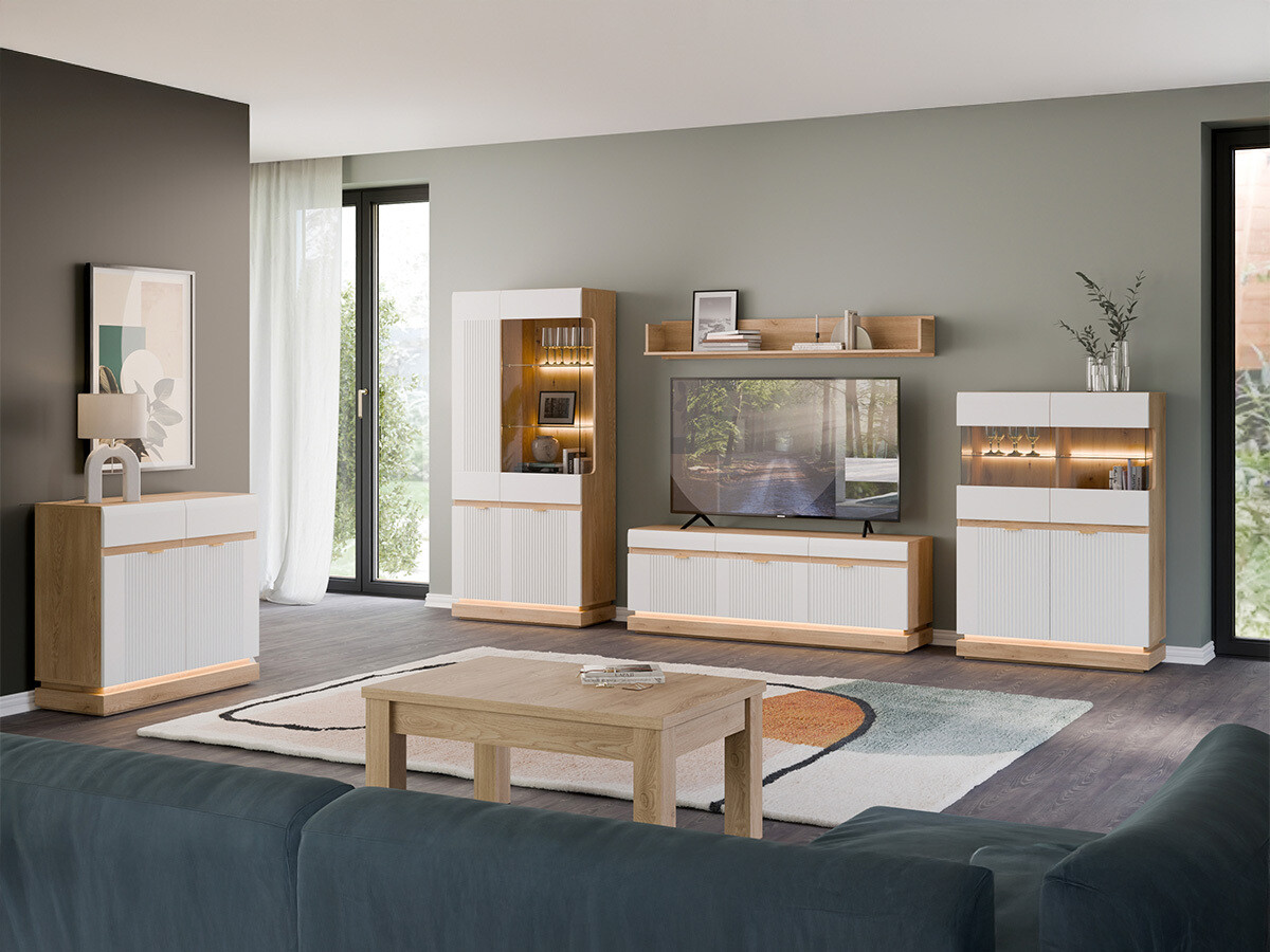 Commode Teselbu 102 (Blanc + Chêne)