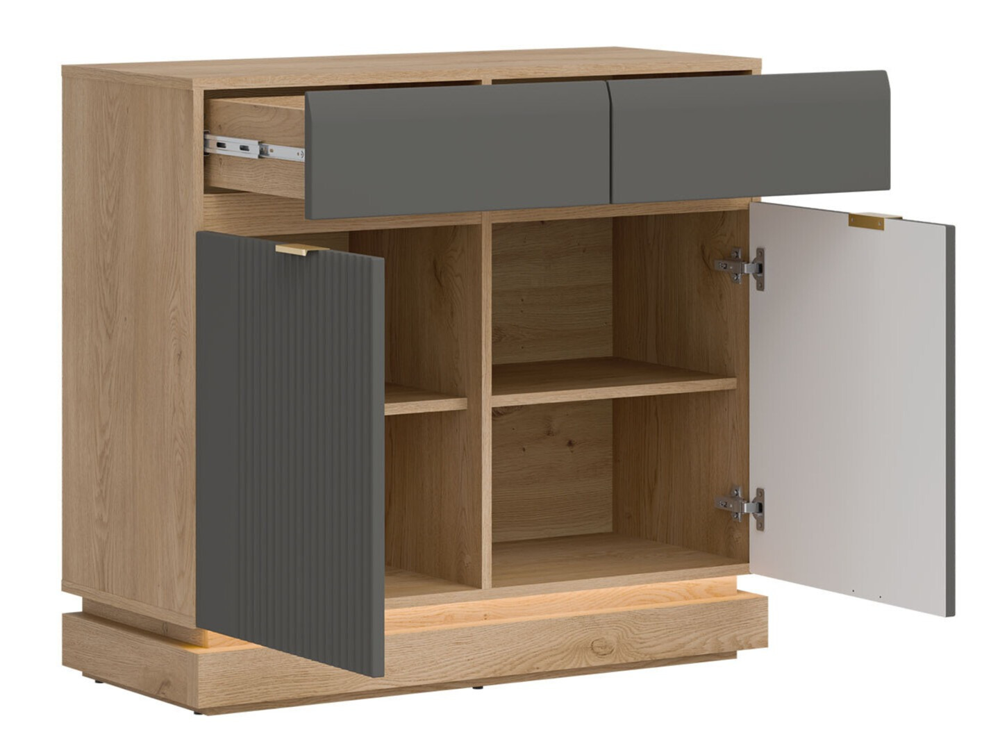 Commode Teselbu 102 (Gris + Chêne)