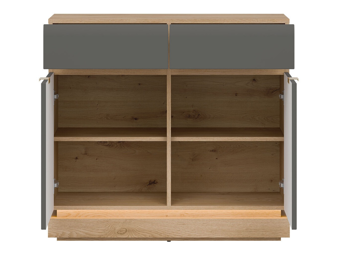 Commode Teselbu 102 (Gris + Chêne)