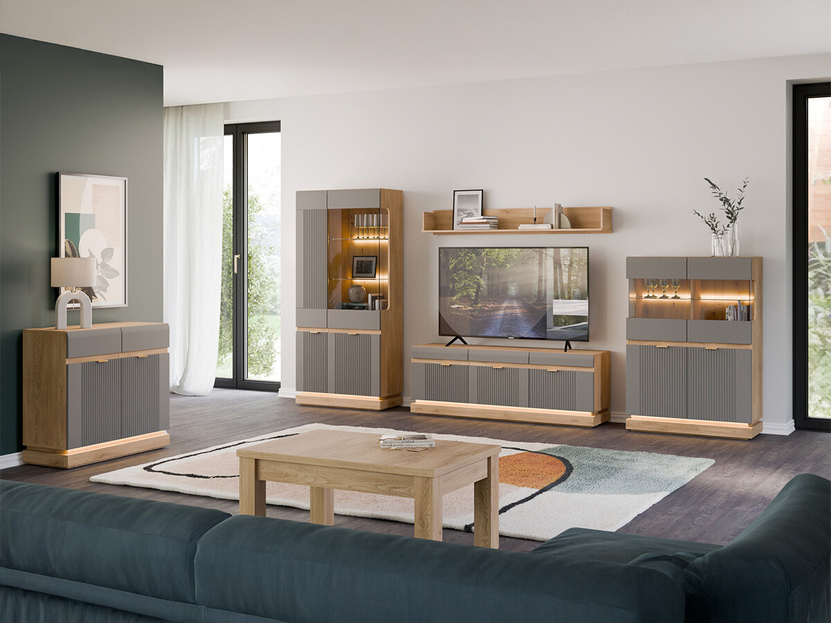 Meuble TV Teselbu 100 (Gris + Chêne Torro)