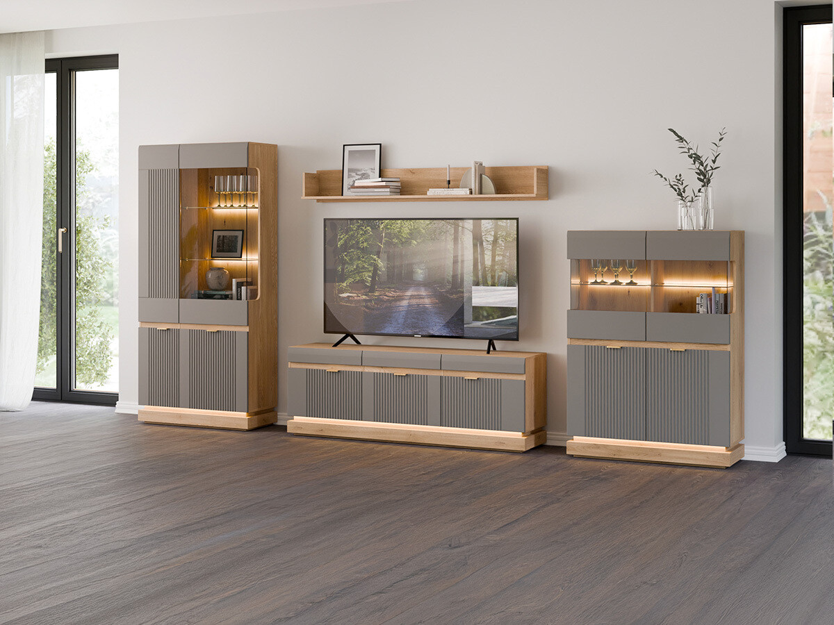 Buffet Teselbu 105 (Gris + Chêne)