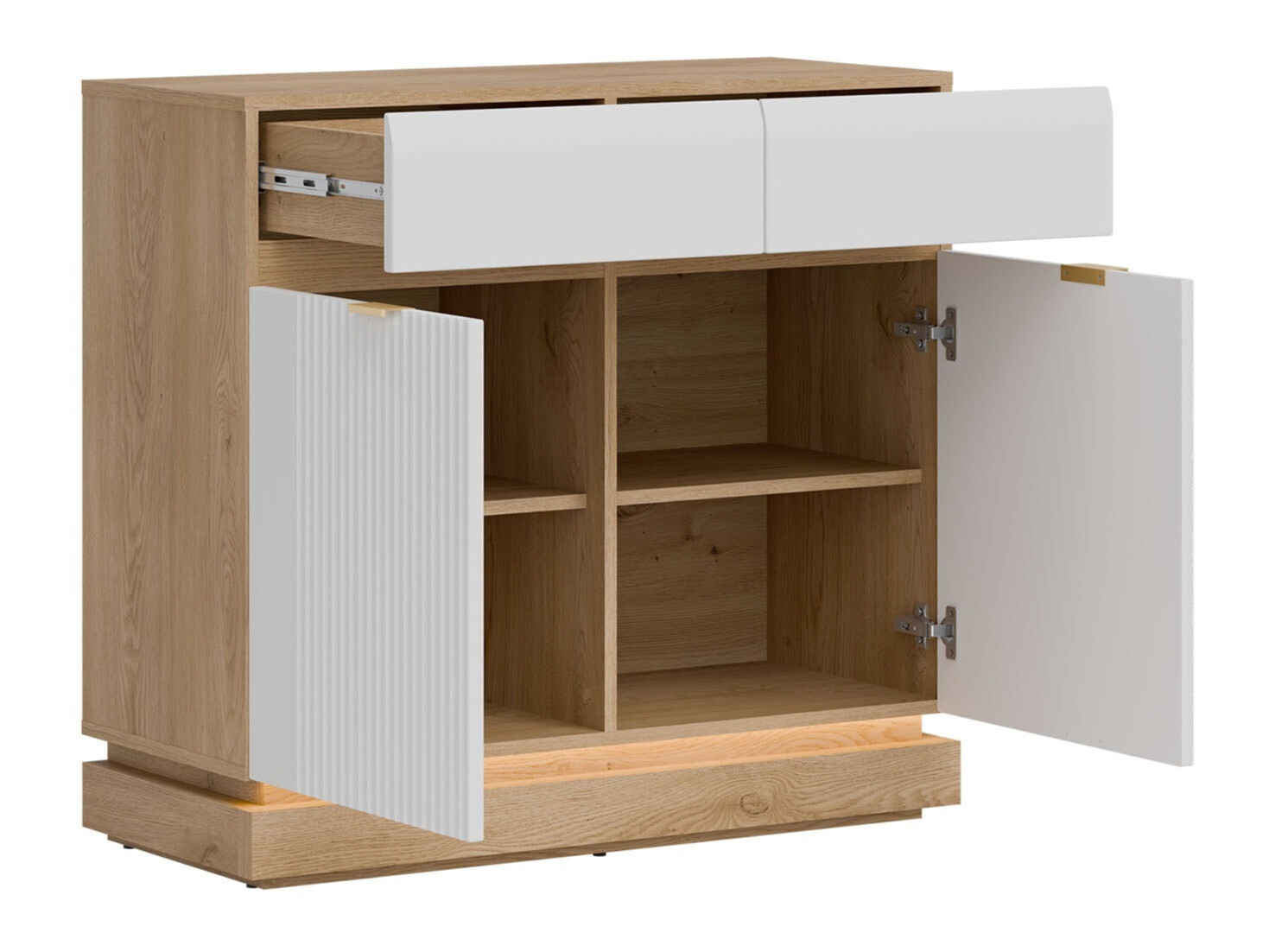 Commode Teselbu 102 (Blanc + Chêne)