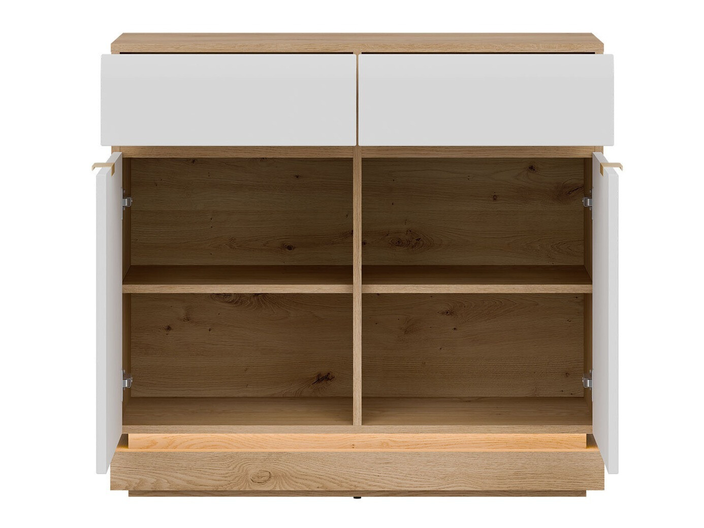 Commode Teselbu 102 (Blanc + Chêne)