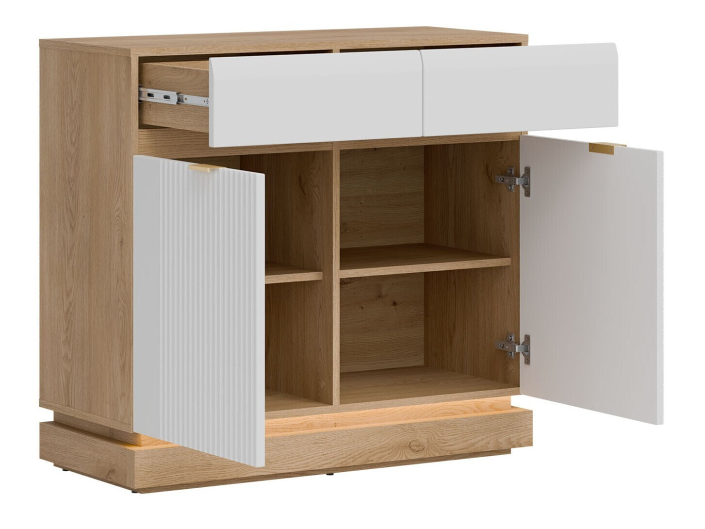 Commode Teselbu 102 (Blanc + Chêne)