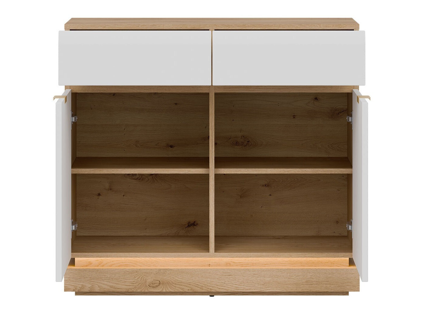 Commode Teselbu 102 (Blanc + Chêne)
