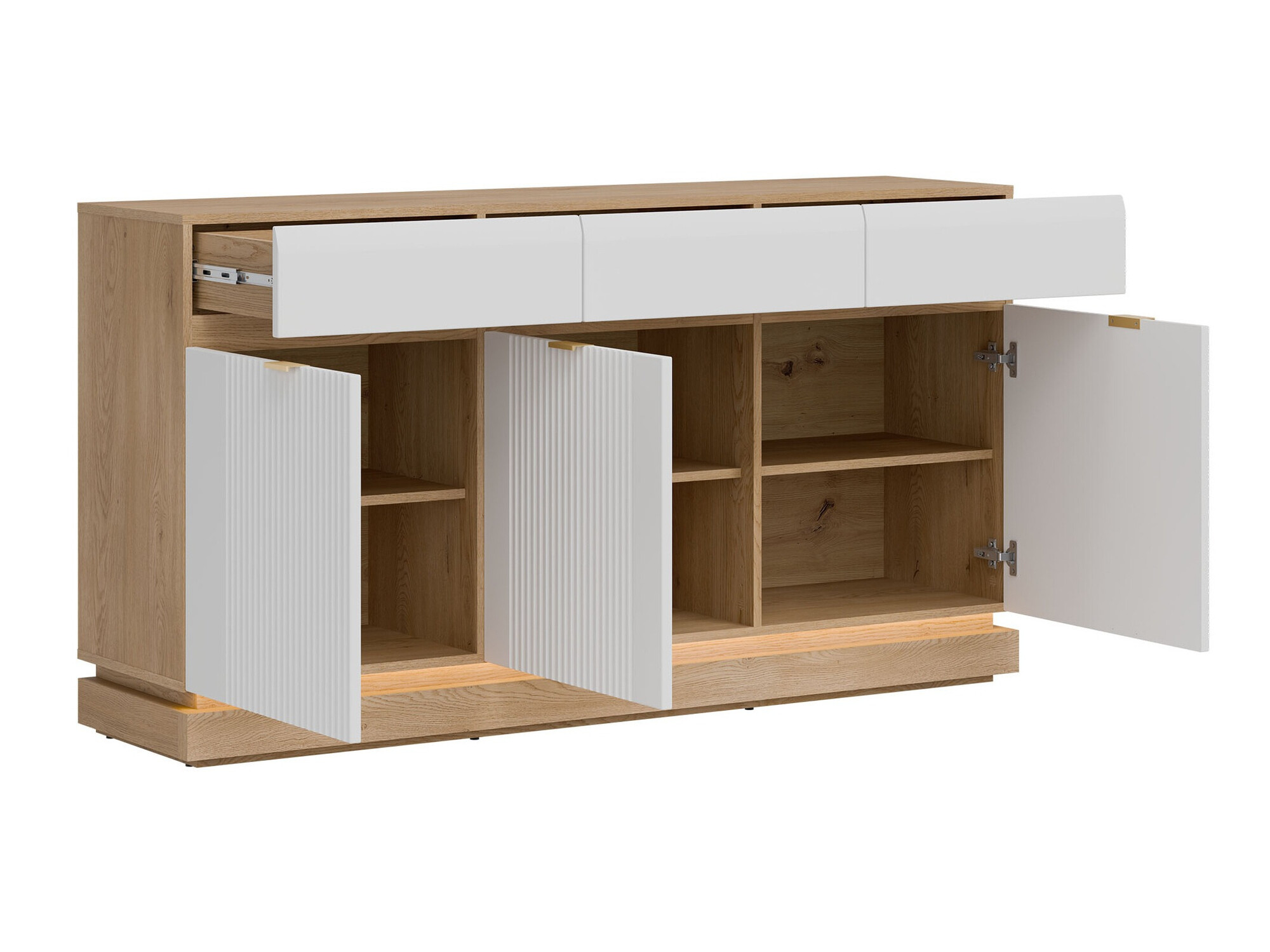 Commode Teselbu 104 (Blanc + Chêne)