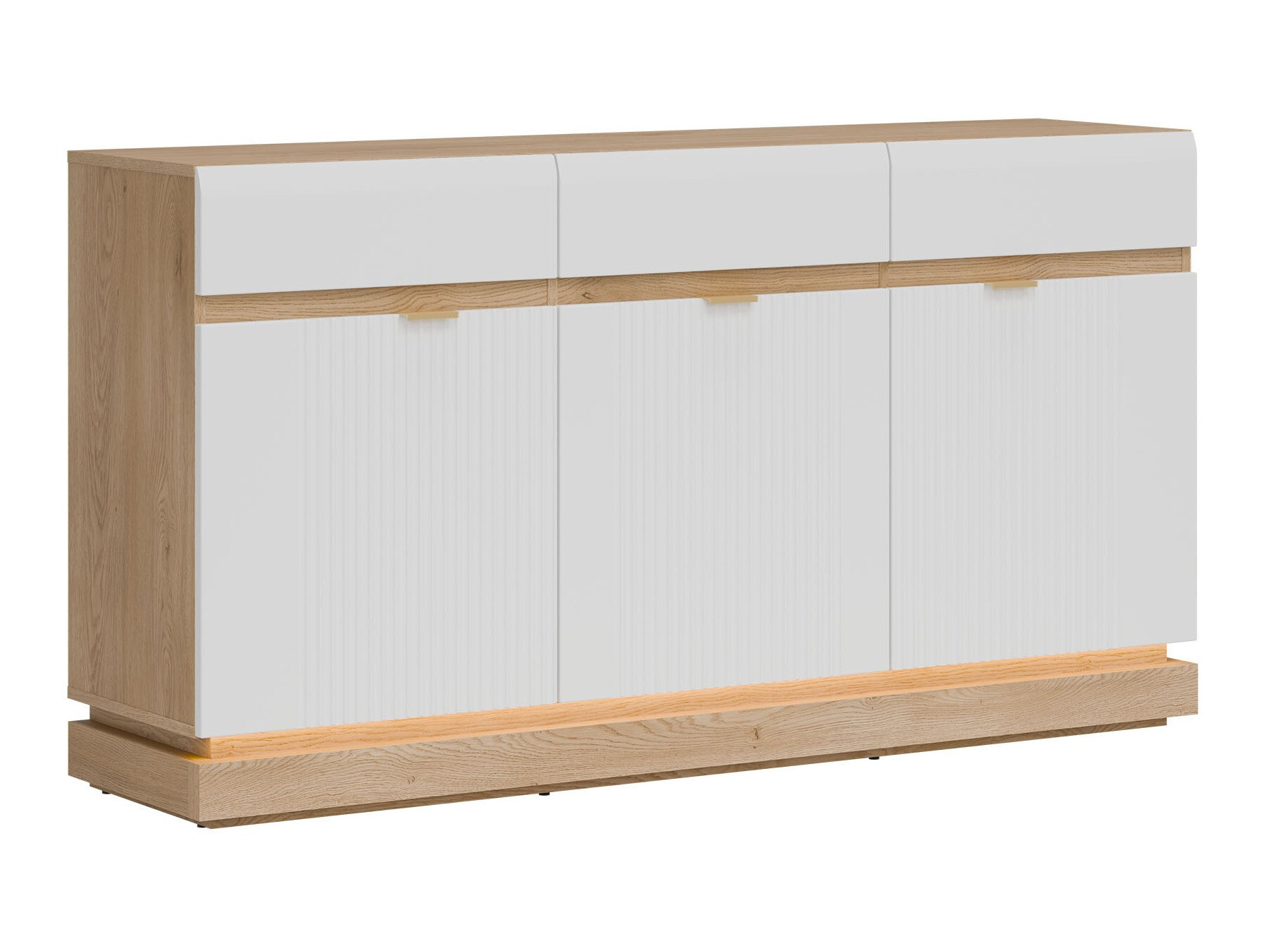 Commode Teselbu 104 (Blanc + Chêne)