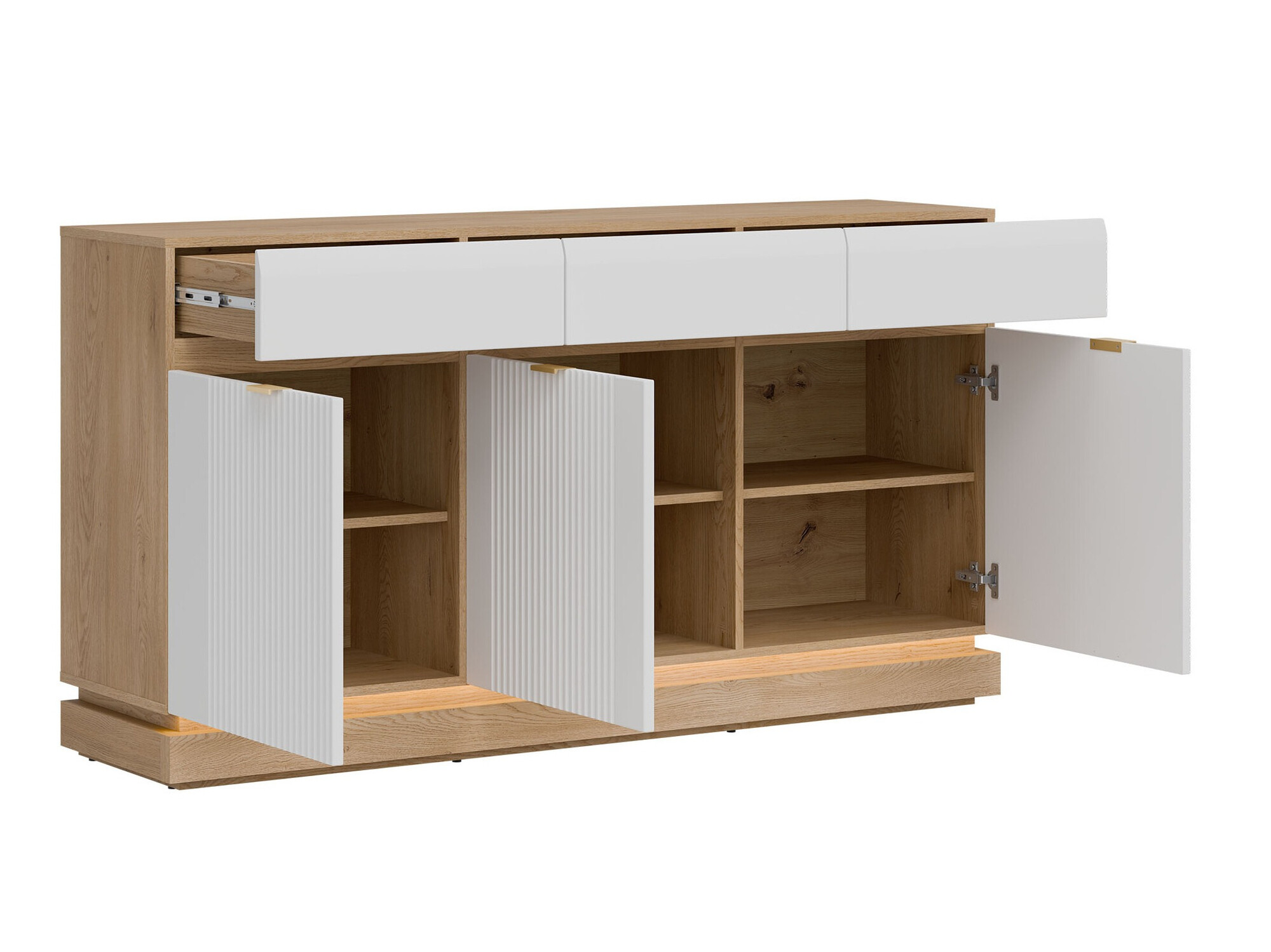 Commode Teselbu 104 (Blanc + Chêne)