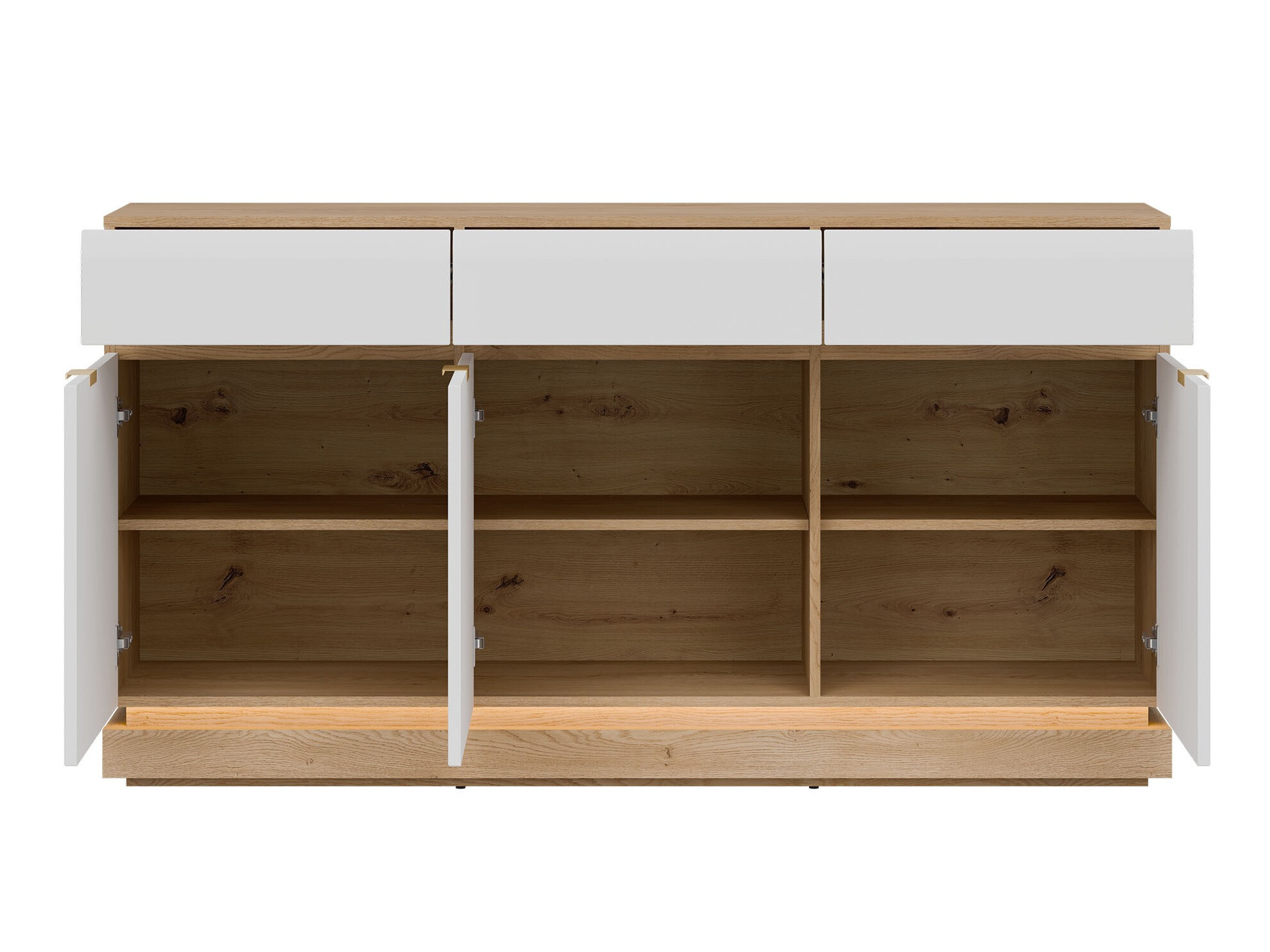 Commode Teselbu 104 (Blanc + Chêne)