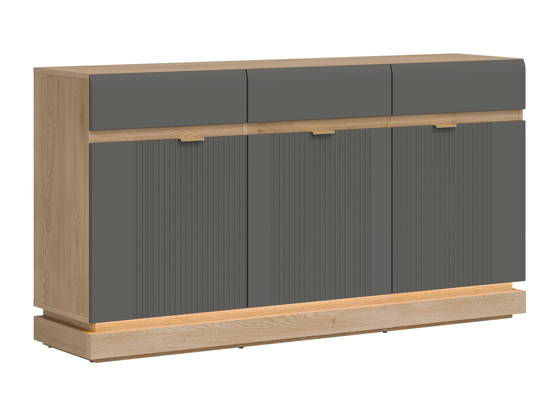 Commode Teselbu 104 (Gris + Chêne)