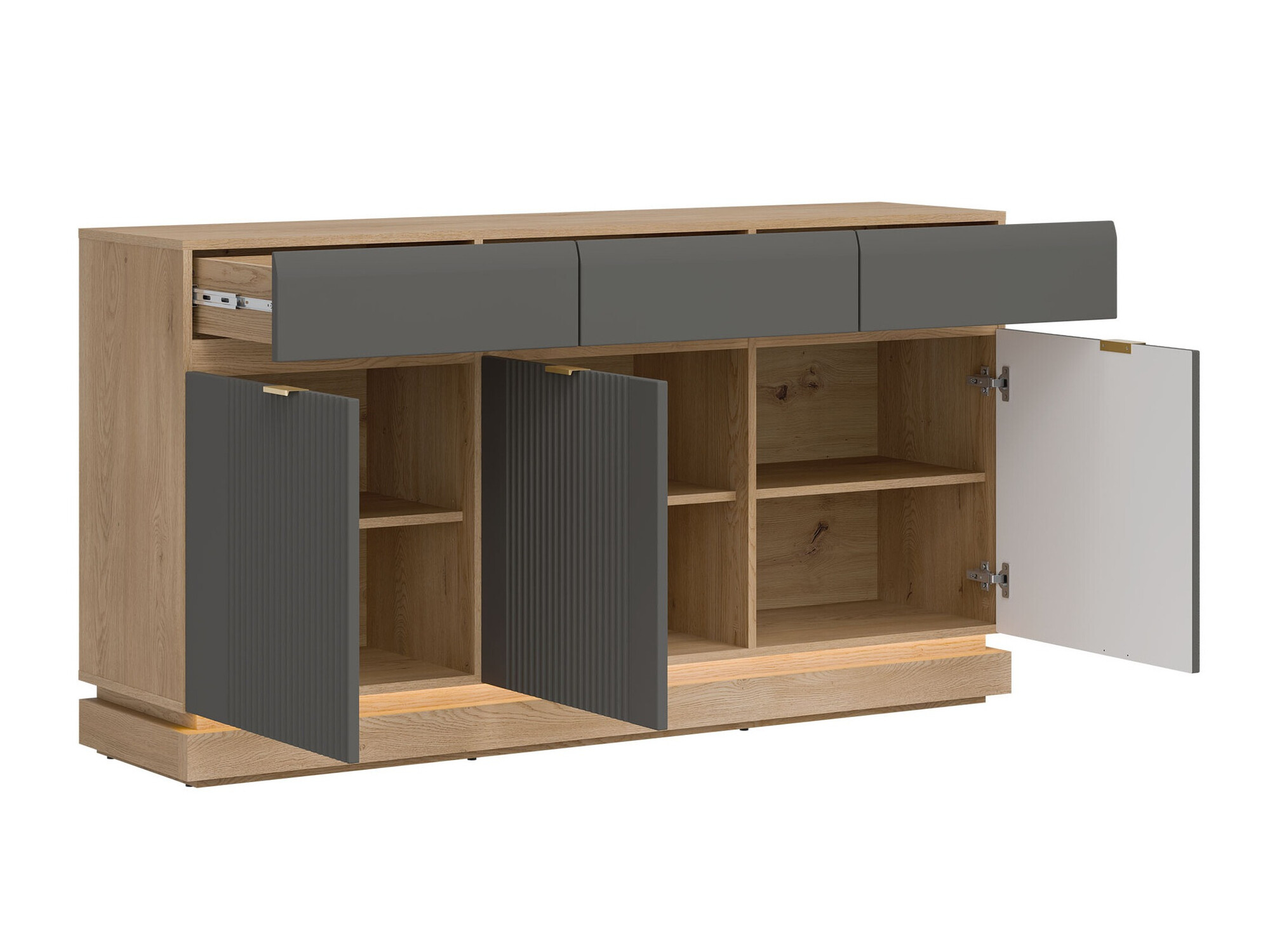 Commode Teselbu 104 (Gris + Chêne)