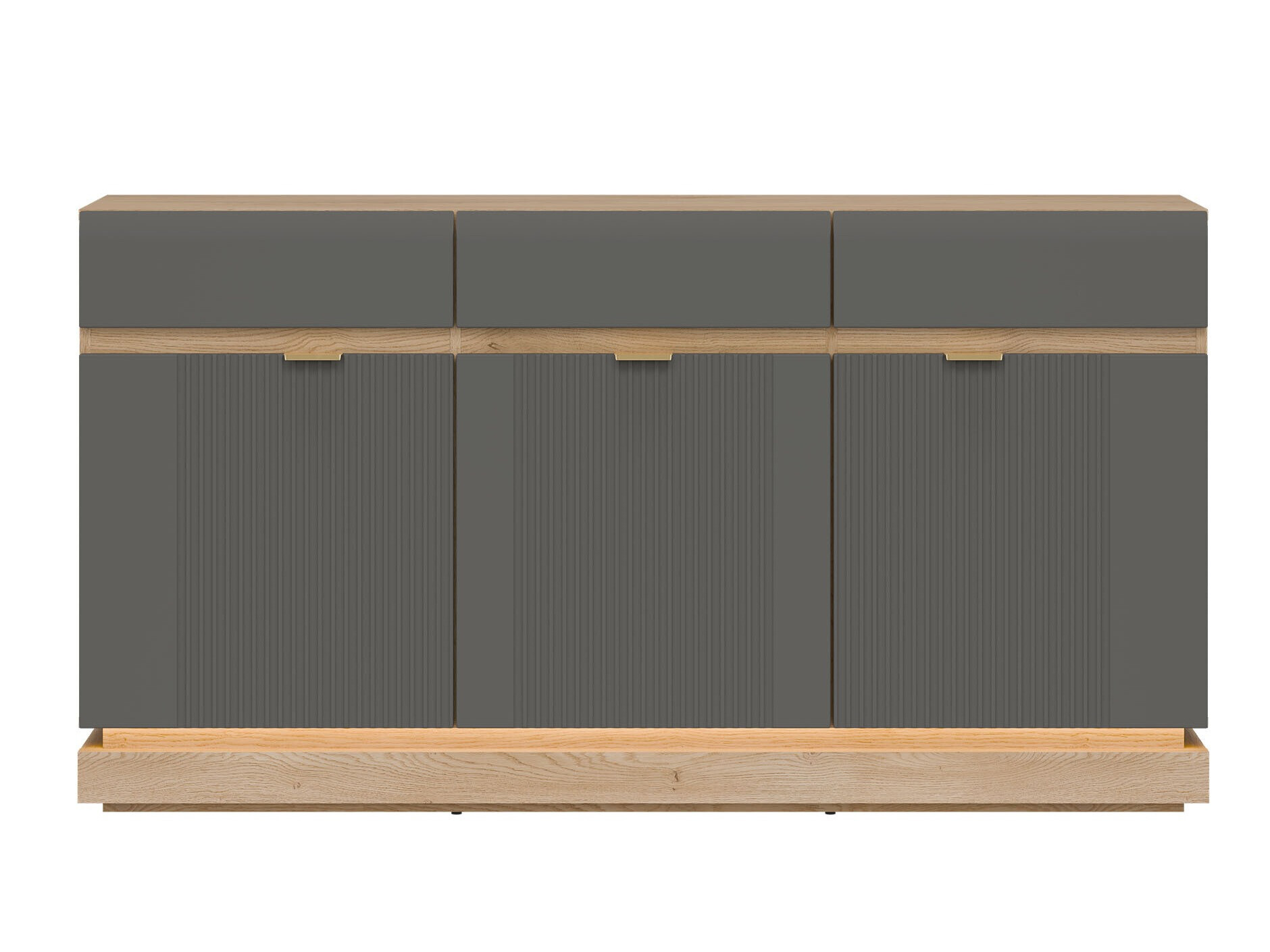 Commode Teselbu 104 (Gris + Chêne)